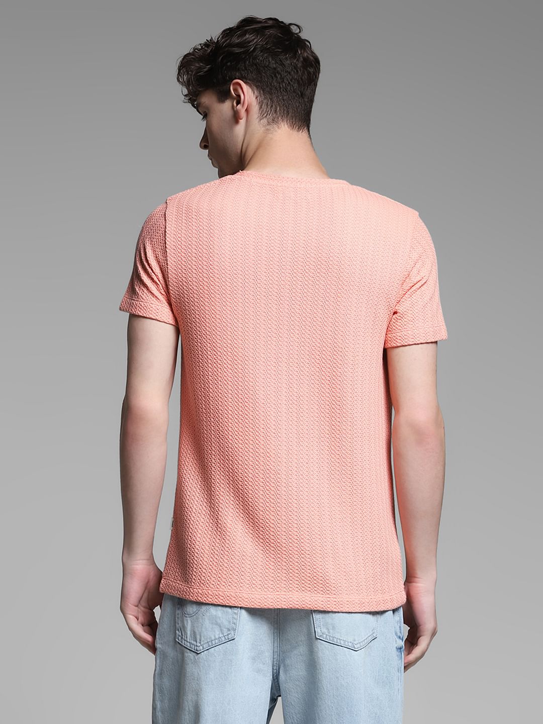 Coral Jacquard Crew Neck T-shirt