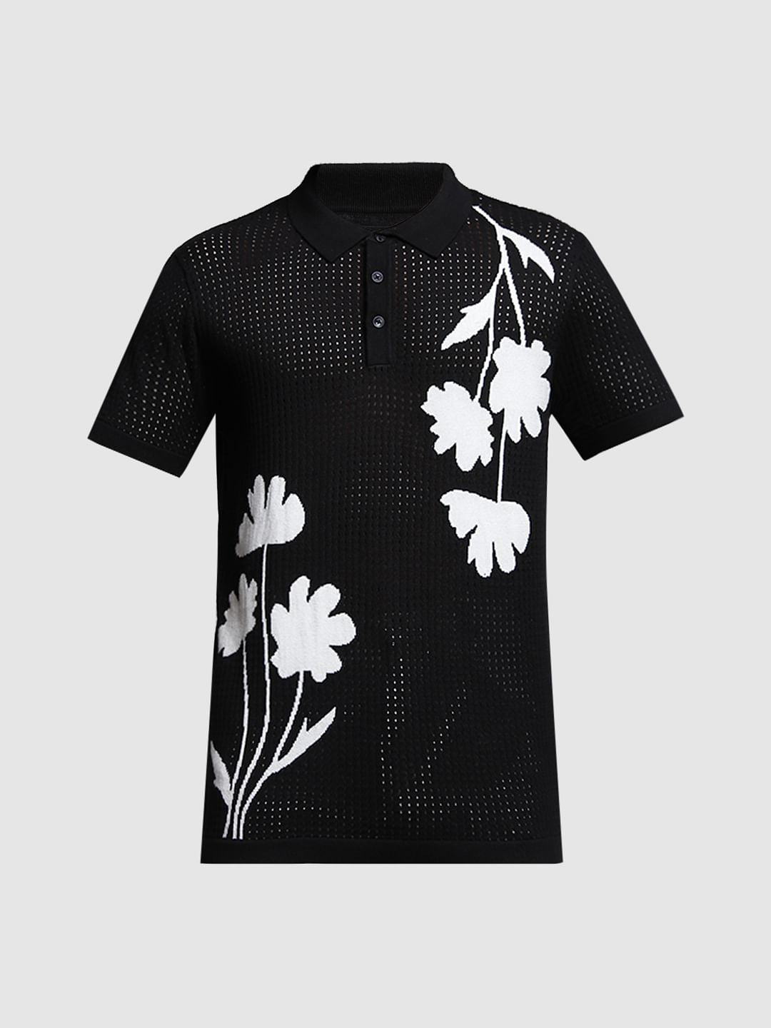 Black Jacquard Printed Pullover