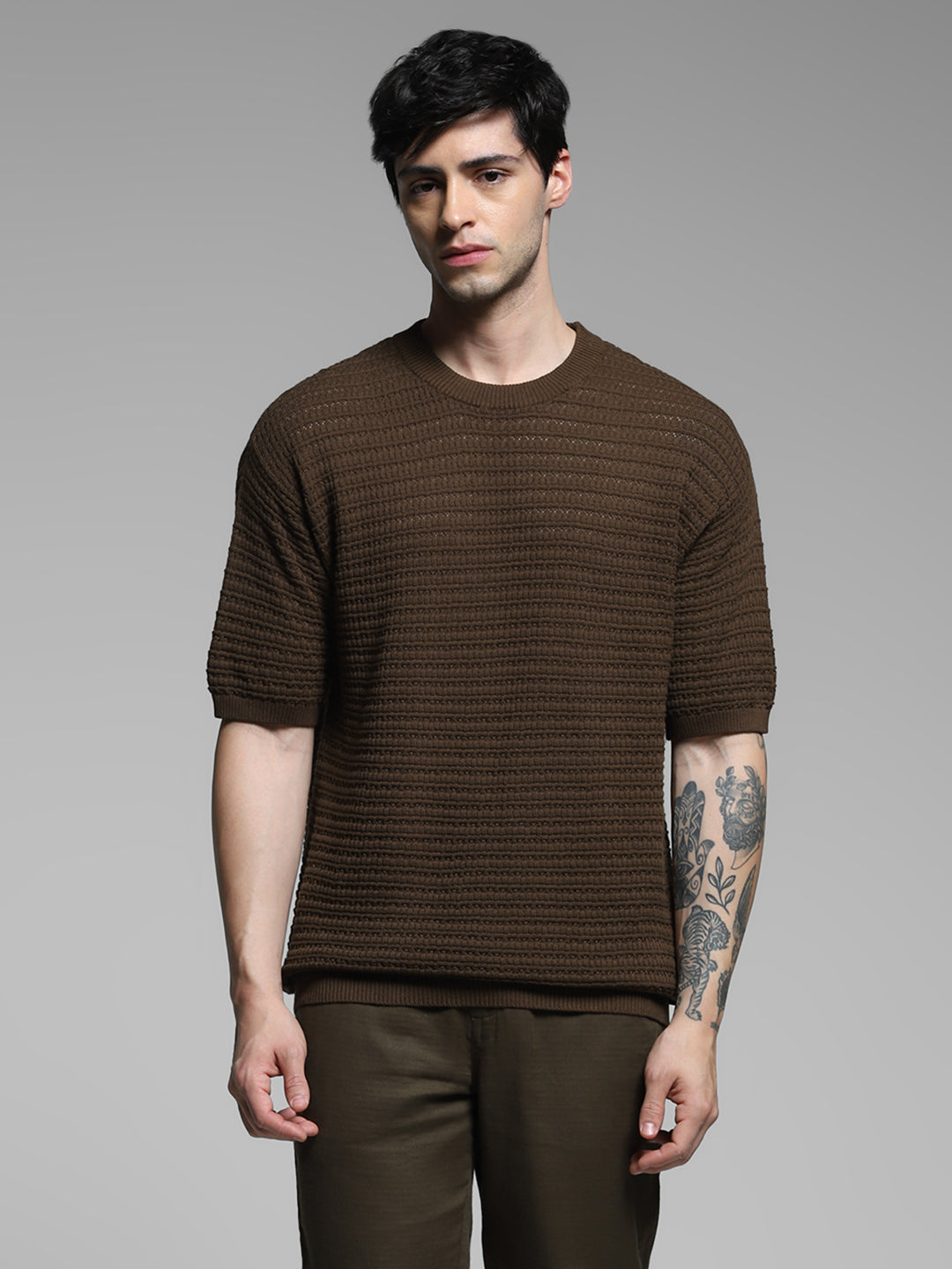 Dark Brown Cotton Oversized T-shirt