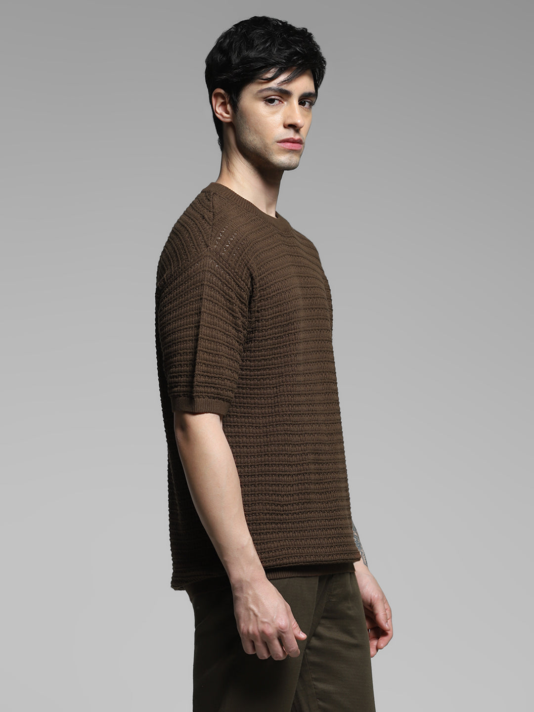 Dark Brown Cotton Oversized T-shirt