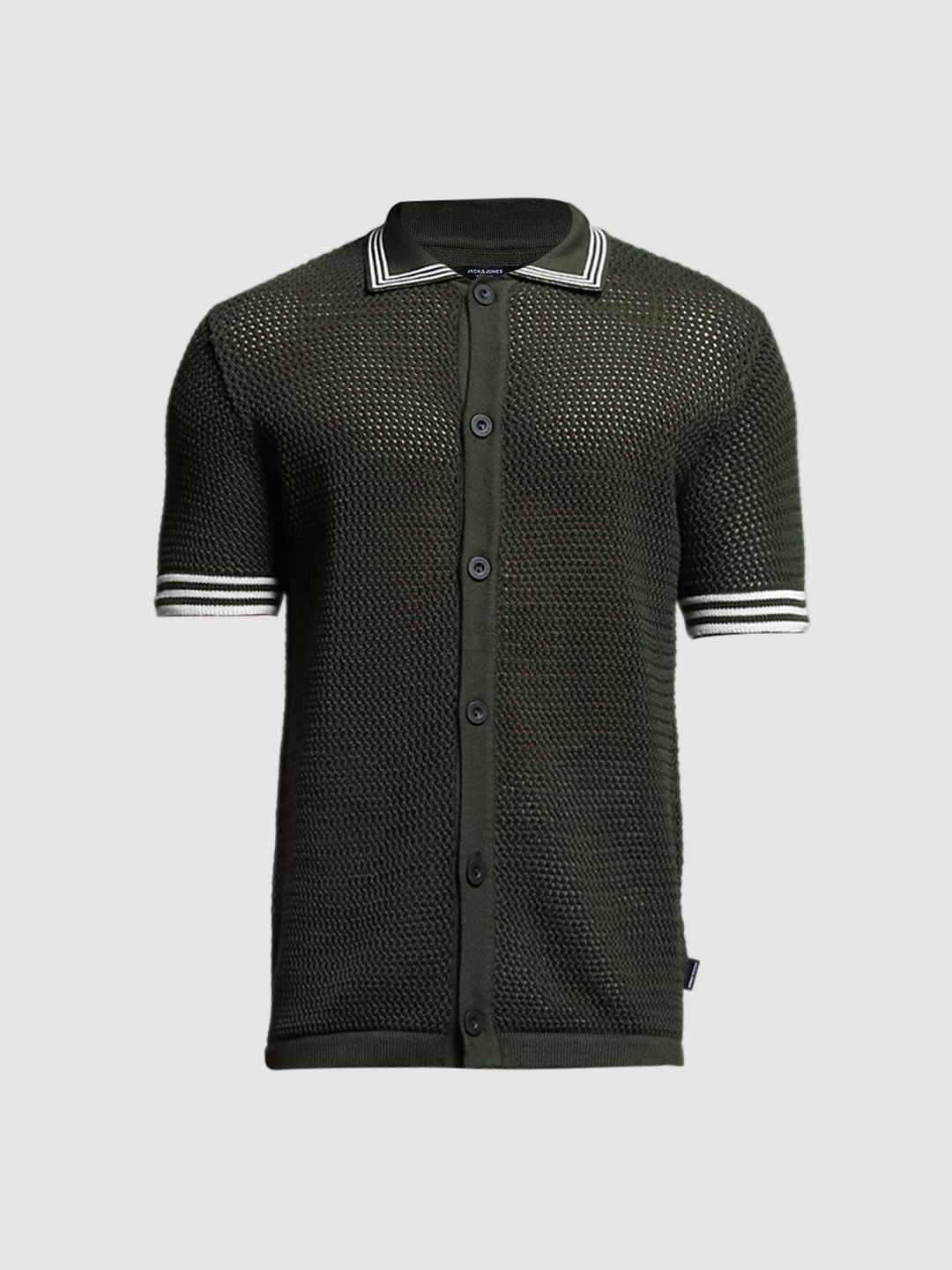 Olive Green Contrast Tipping Pullover