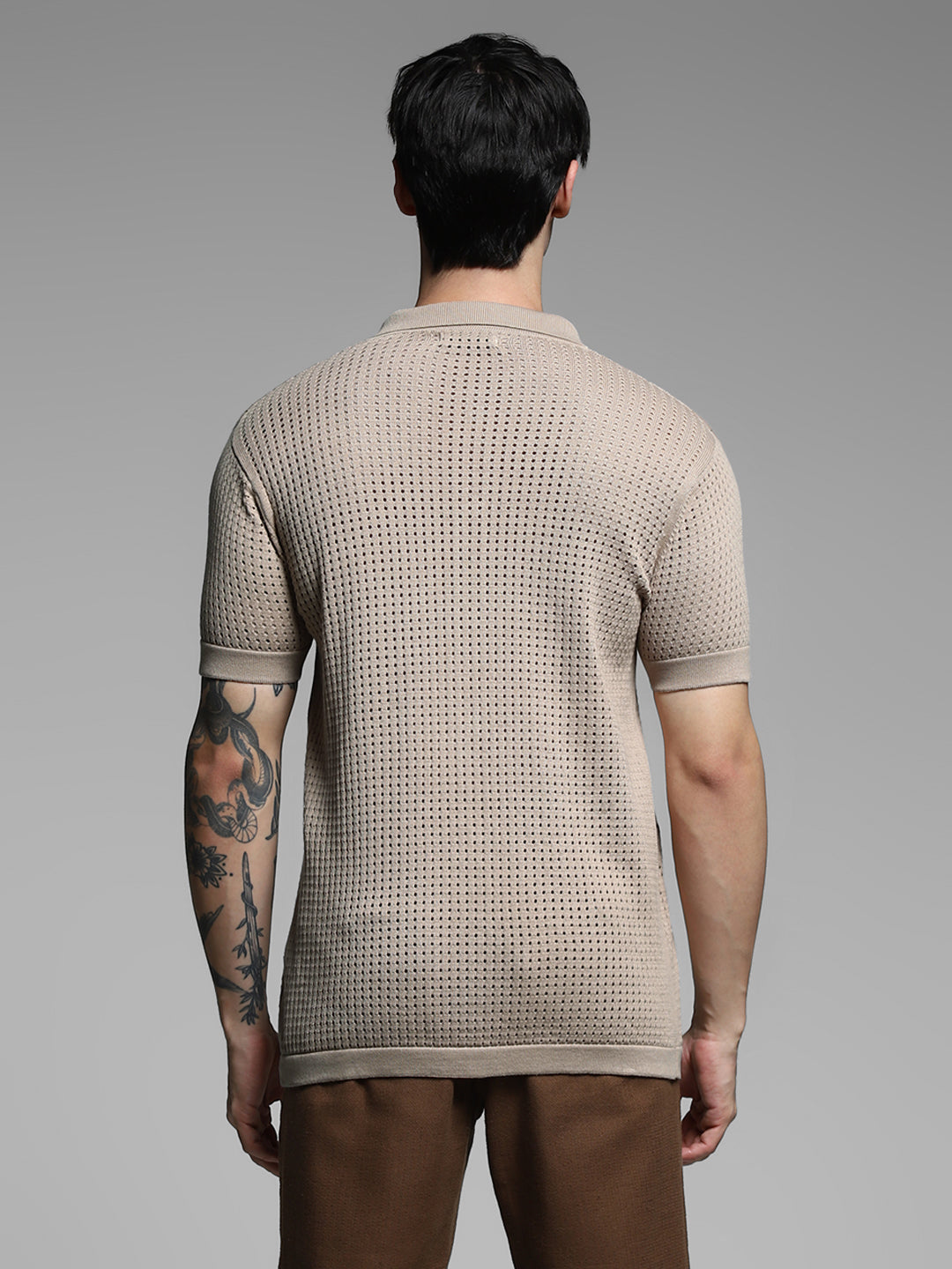 Brown Applique Print Oversized Knit