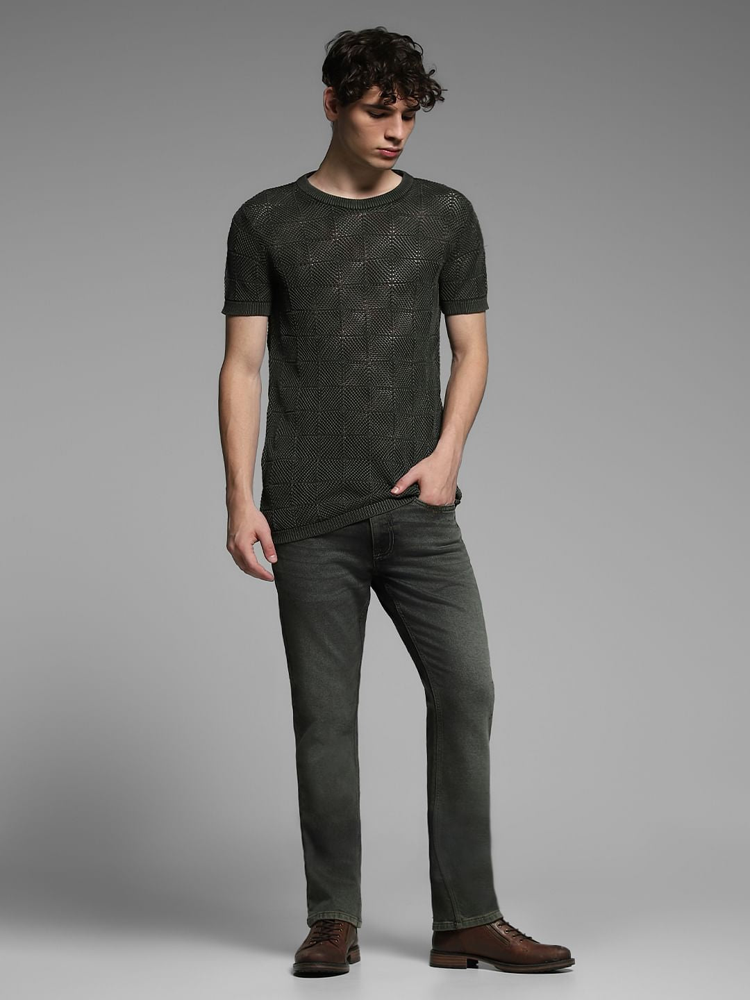 Olive Jacquard Pullover