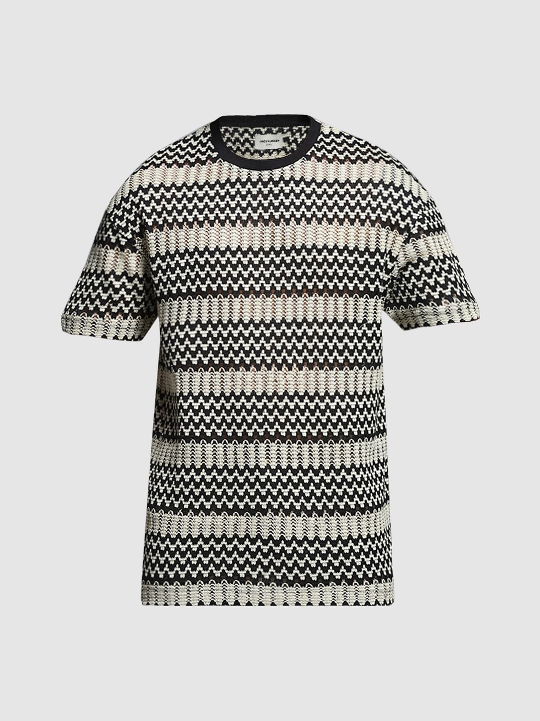 Black Colourblocked Boxy Fit T-shirt