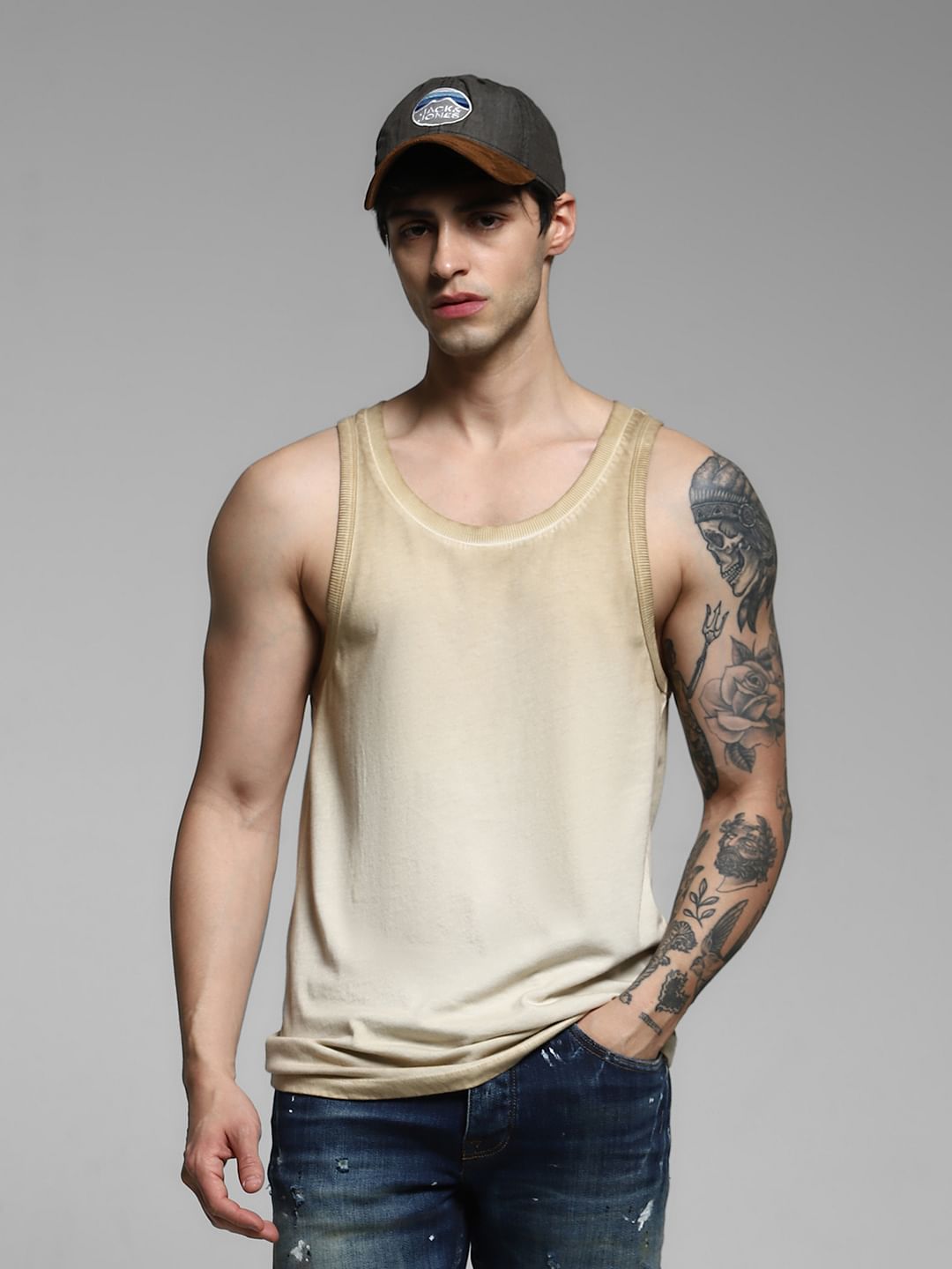 Grey Washed Cotton Vest