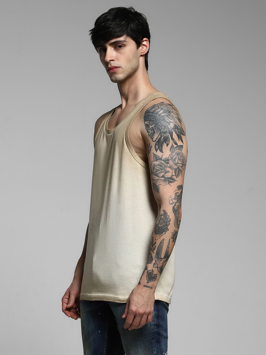 Grey Washed Cotton Vest