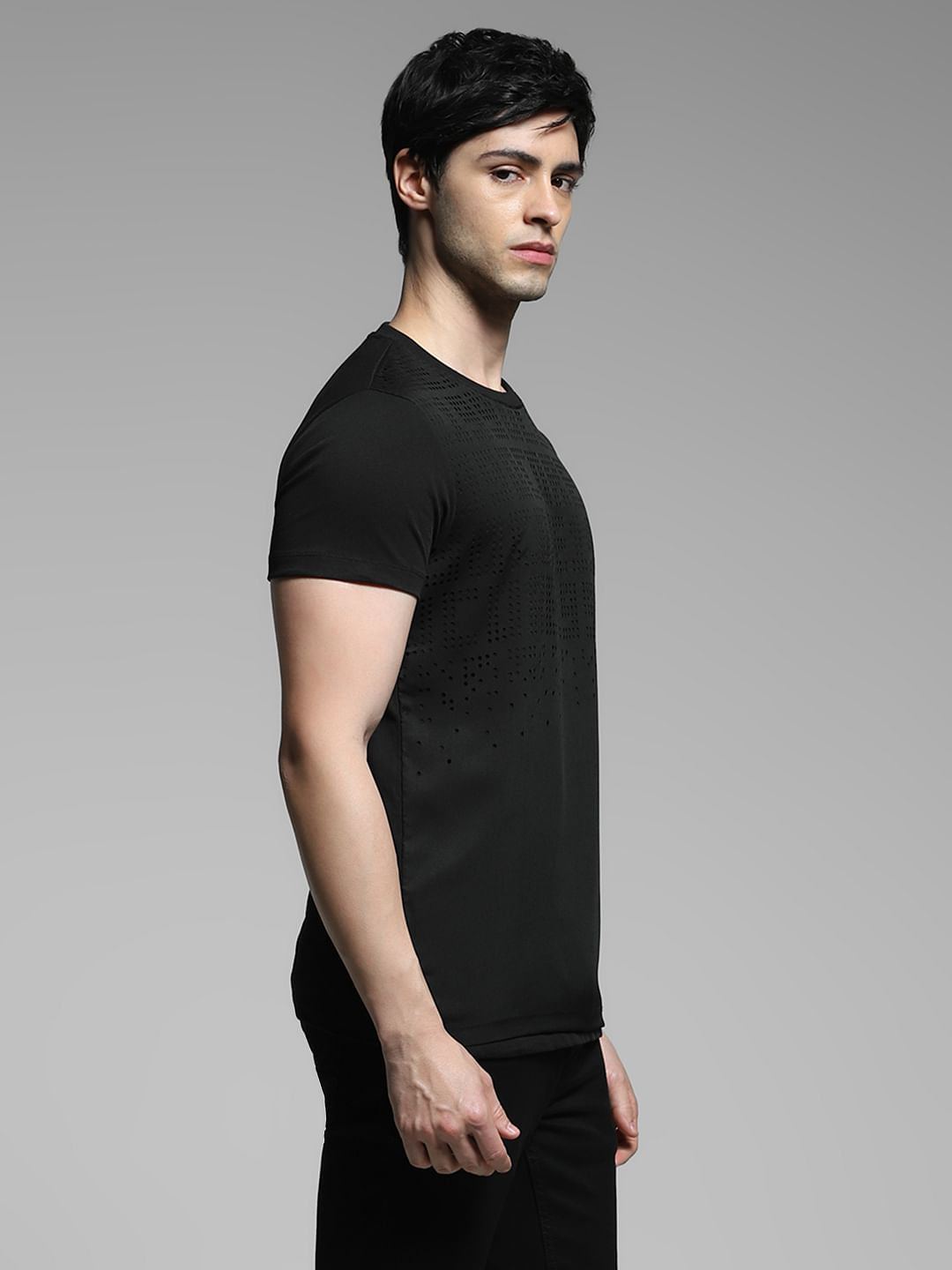 Black Cotton Crew Neck T-shirt