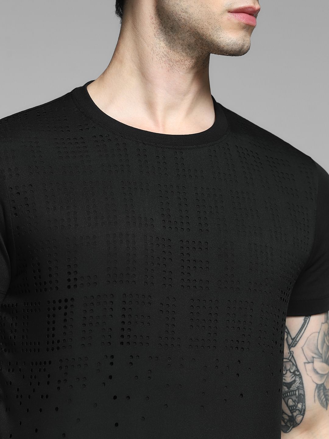 Black Cotton Crew Neck T-shirt