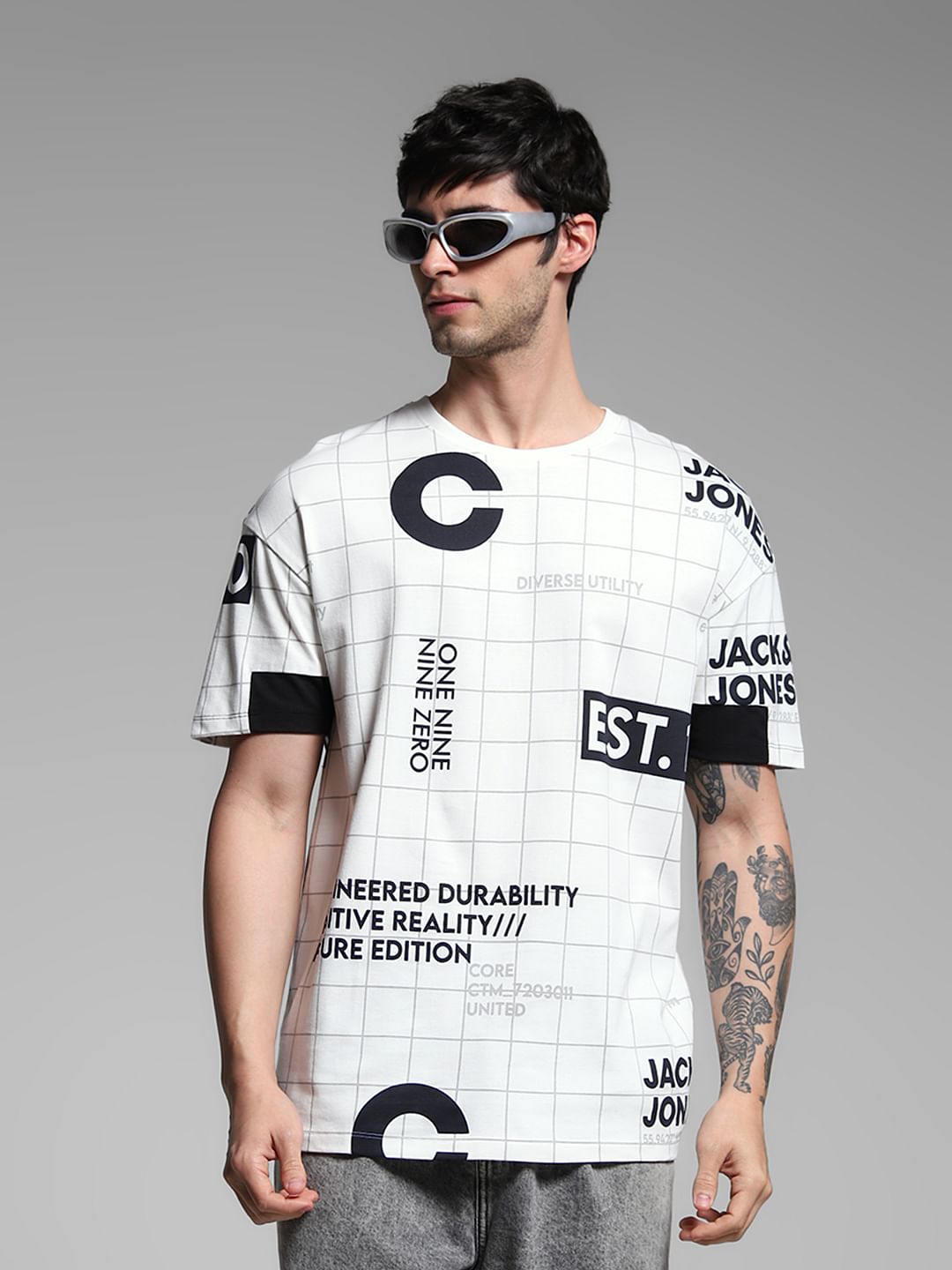 White Graphic Print Cotton T-shirt