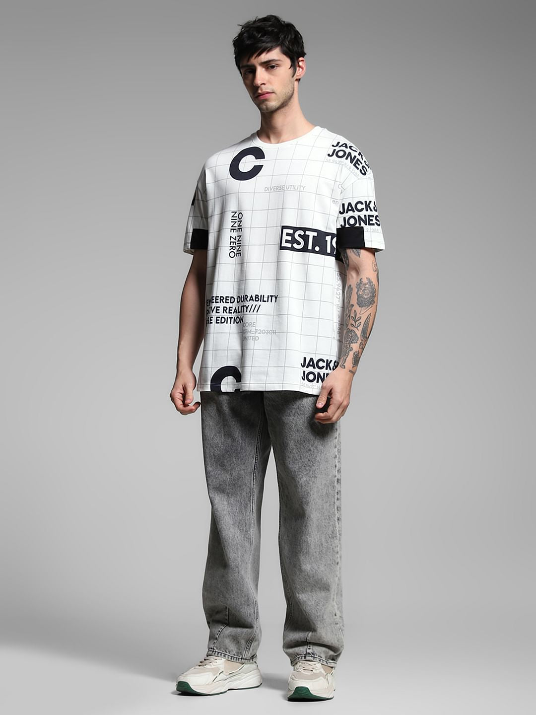 White Graphic Print Cotton T-shirt