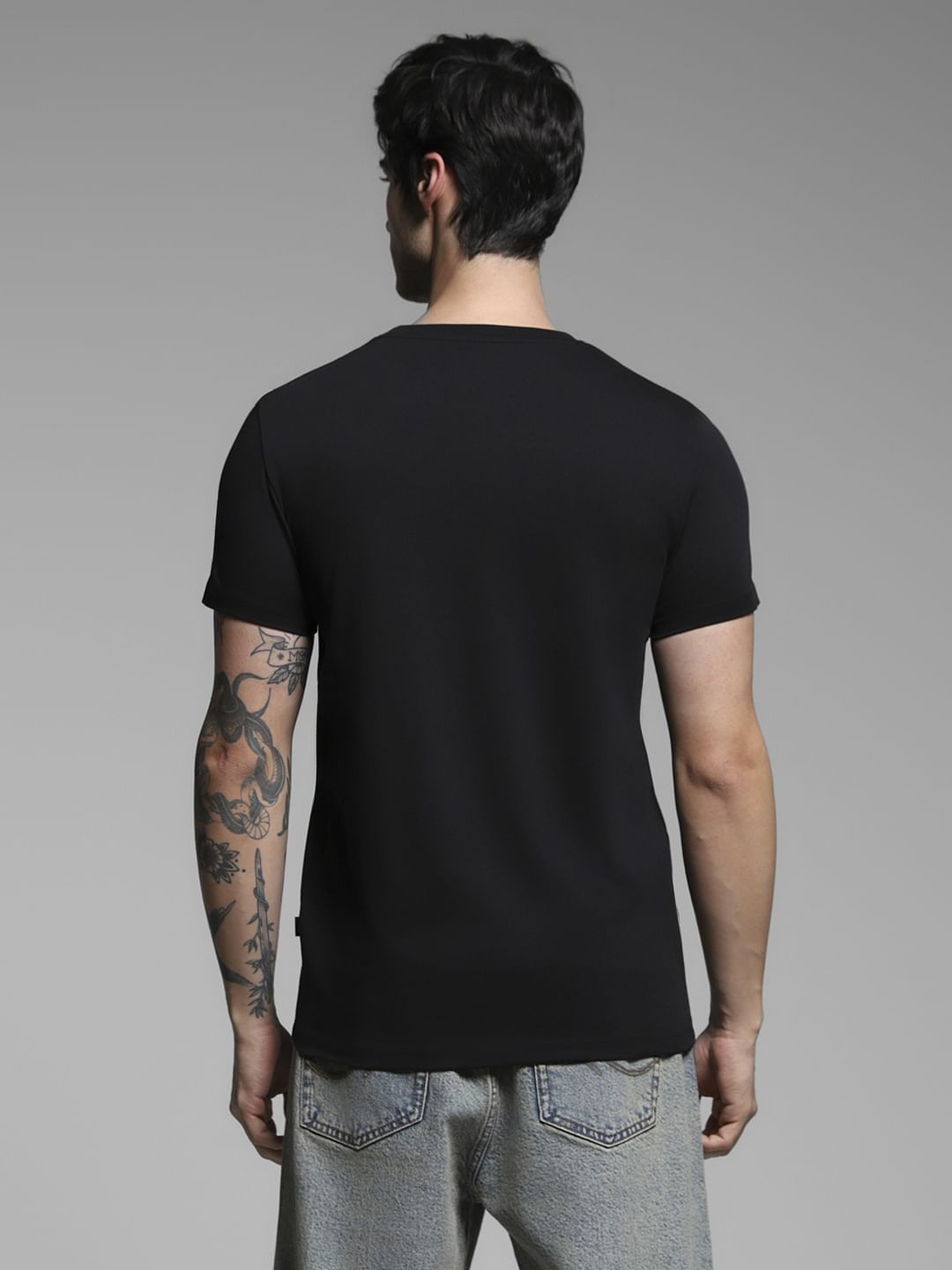 Black Graphic Print Cotton T-shirt