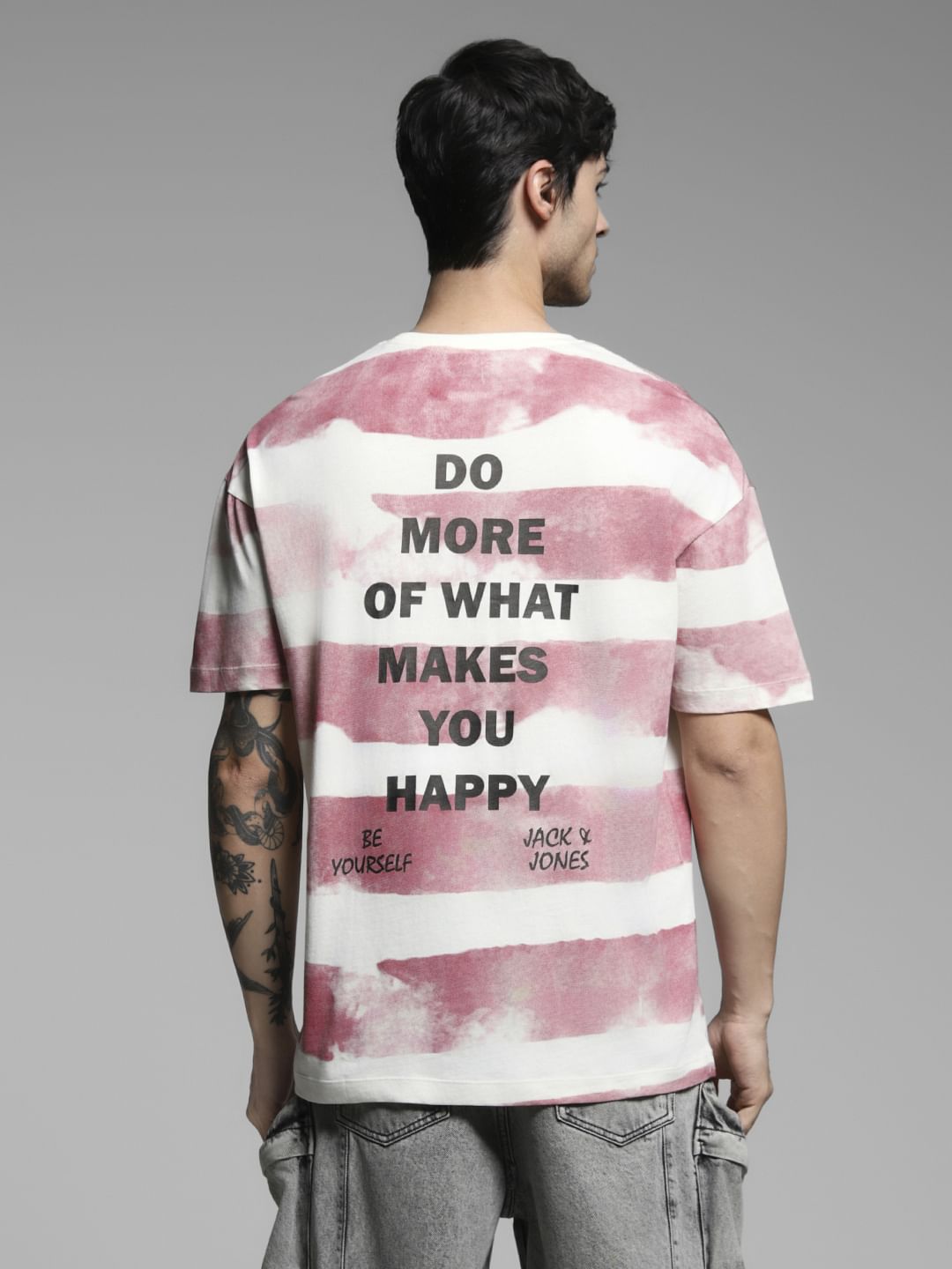 Red Colourblocked Cotton T-shirt