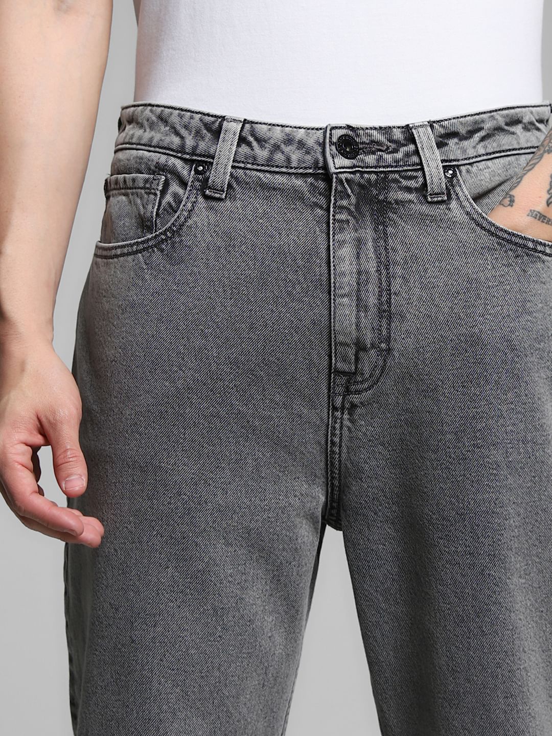 Dark Grey High Rise Dario Loose Fit Jeans