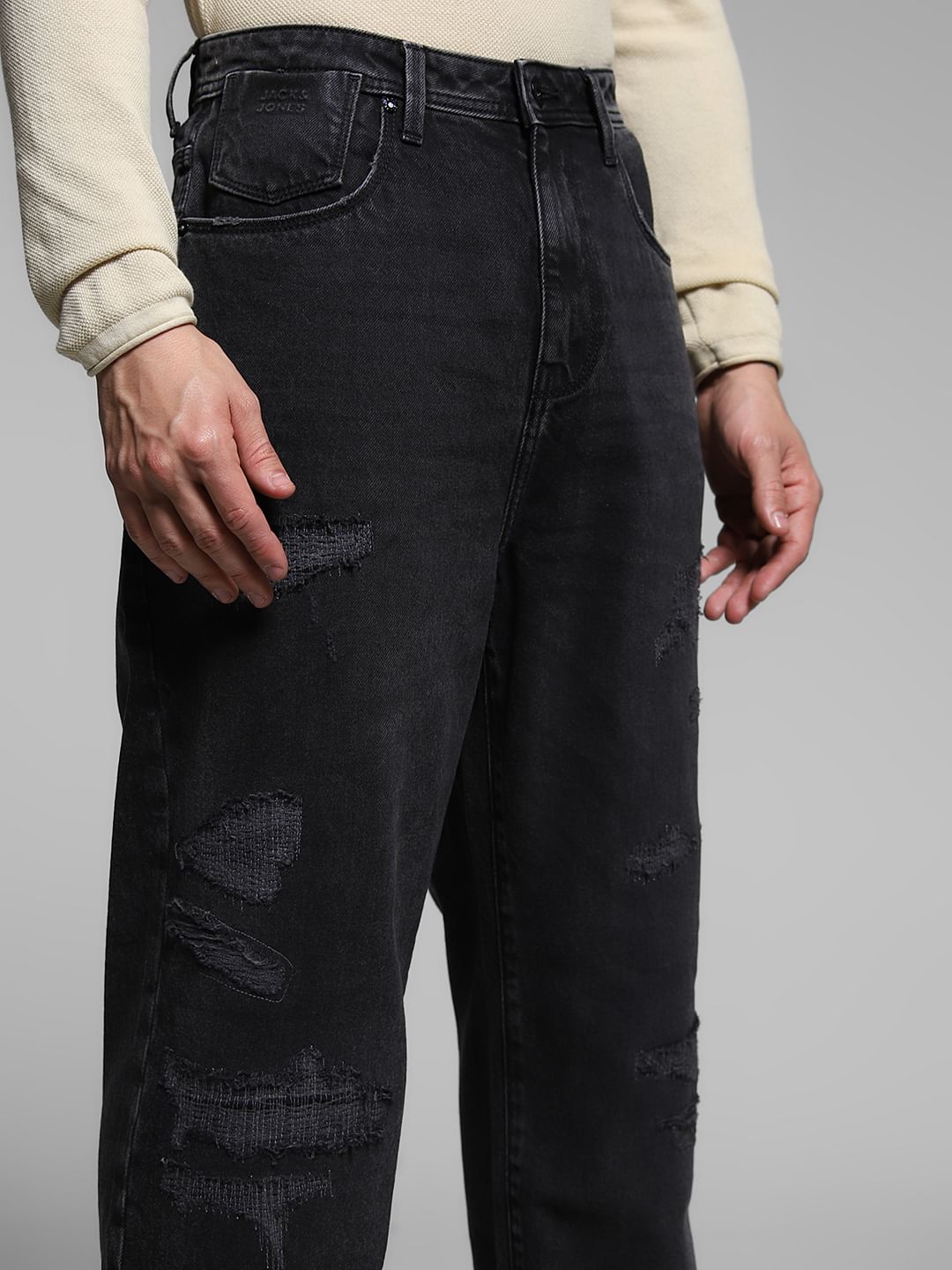 Black Distressed Dario Loose Fit Jeans