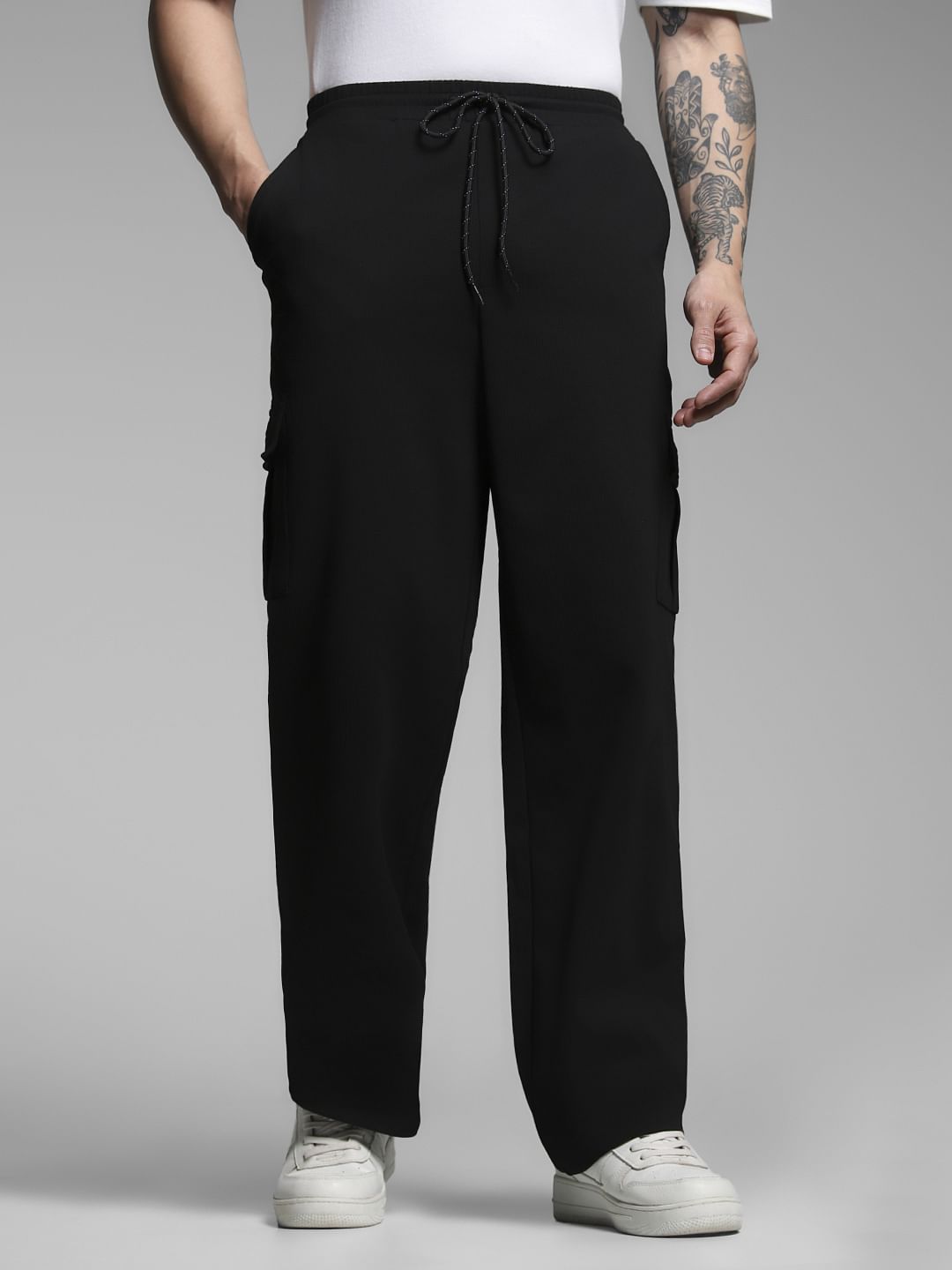Black Mid Rise Cargo Pants