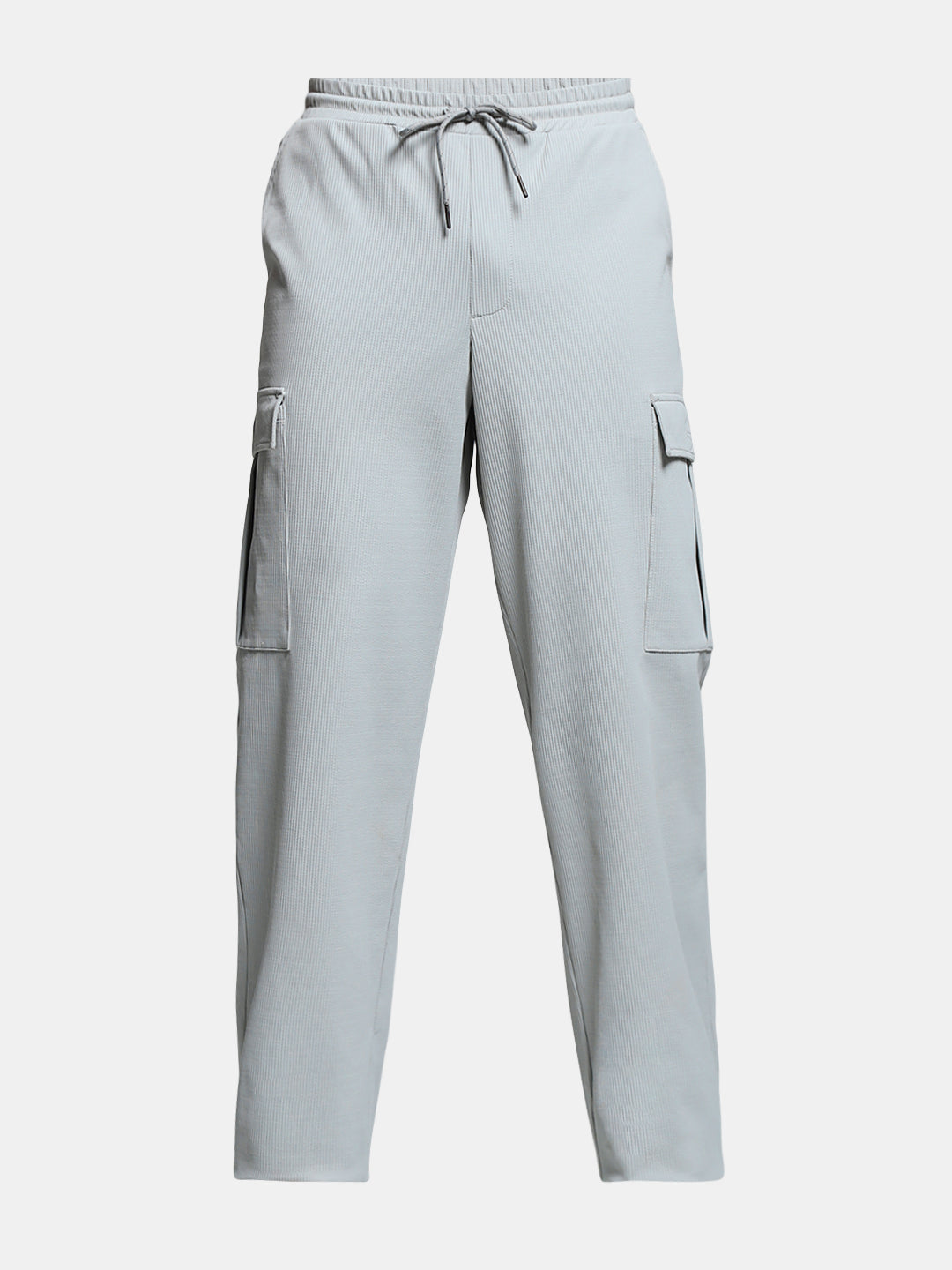 Grey Mid Rise Regular Fit Cargos