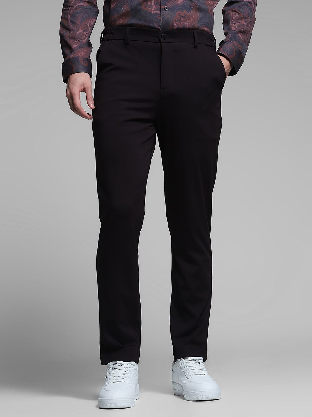 Dark Brown Mid Rise Slim Fit Pants