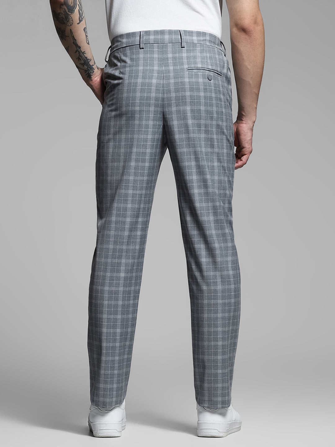 Light Grey Check Print Pants