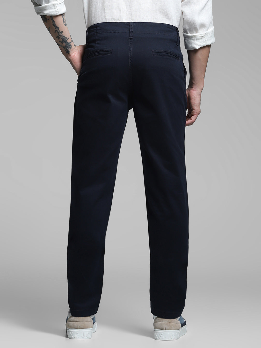 Men's Slim Fit Navy Blue Stretch Cotton Chinos