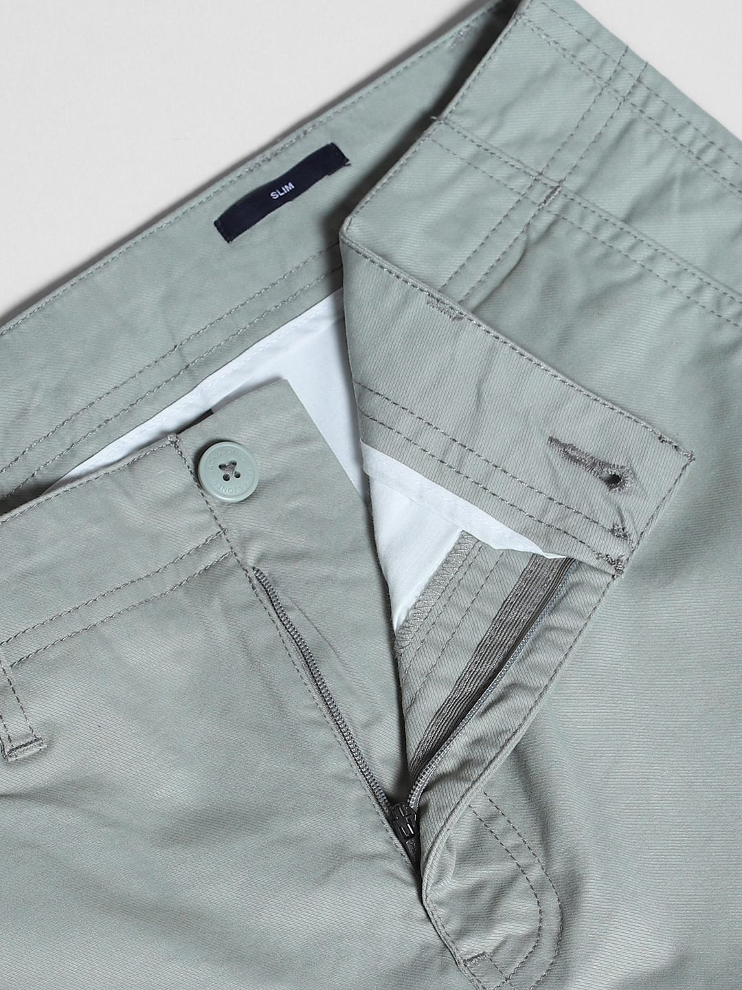 Light Green Mid Rise Slim Fit Pants