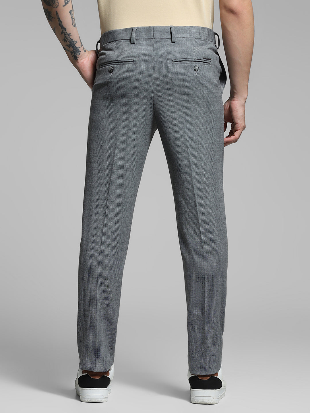Dark Grey Mid Rise Slim Fit Pants