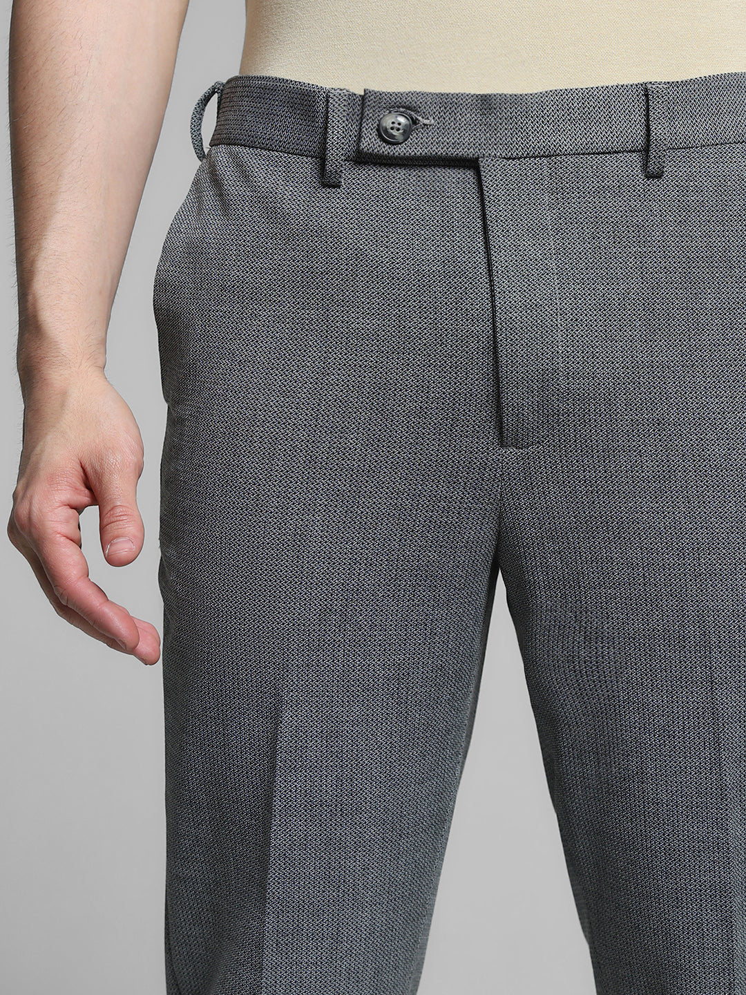 Dark Grey Mid Rise Slim Fit Pants