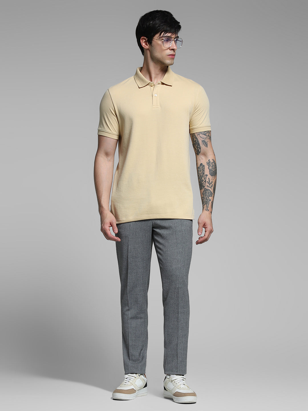 Dark Grey Mid Rise Slim Fit Pants