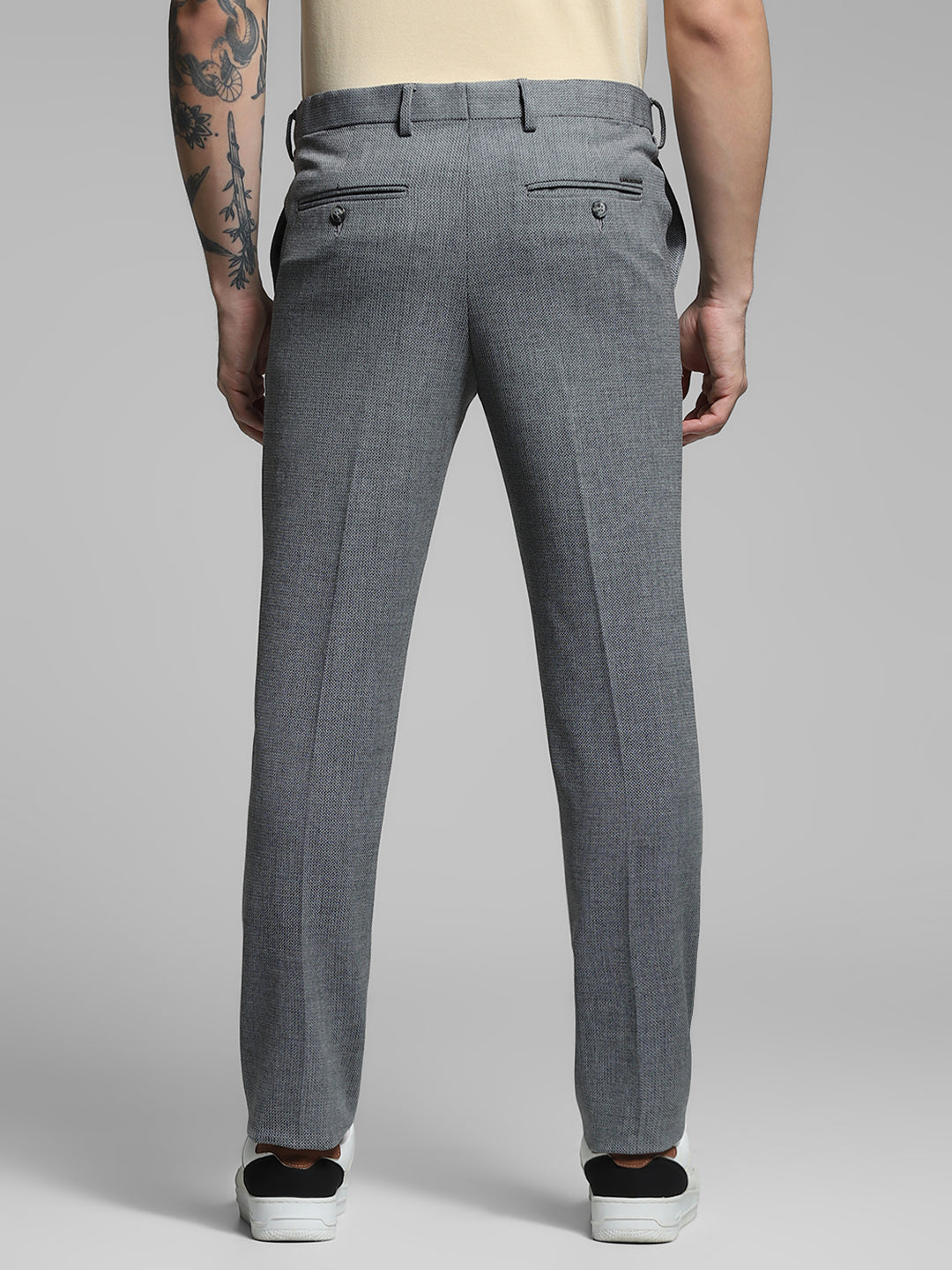Dark Grey Mid Rise Slim Fit Pants