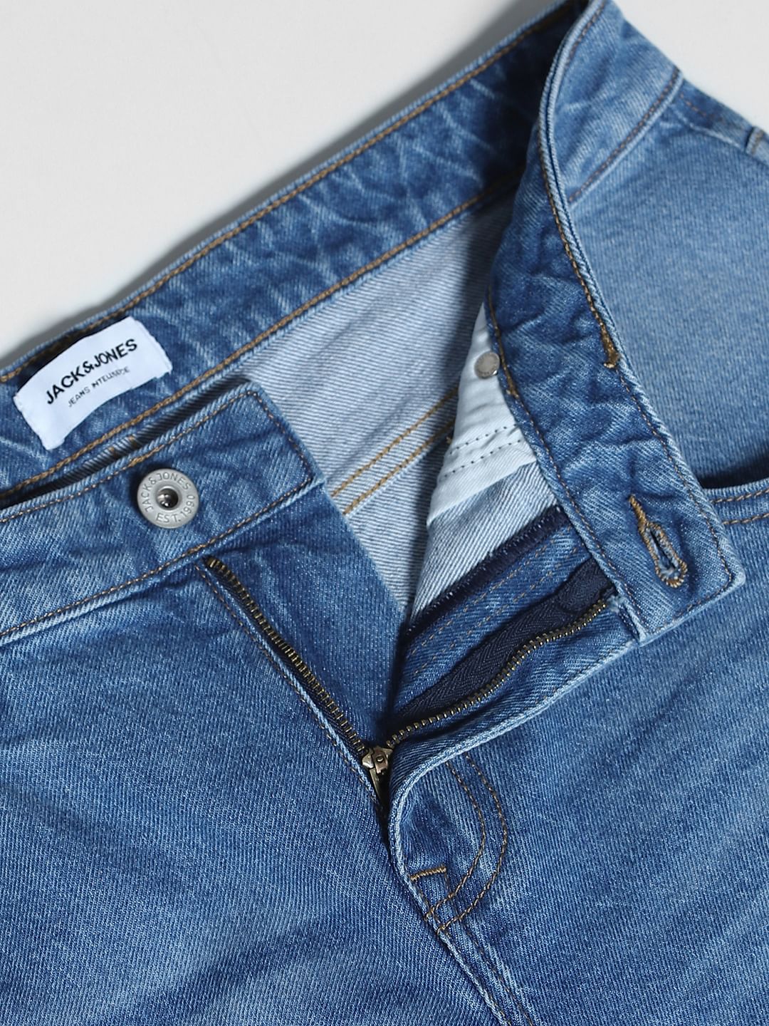 Blue Mid Rise Denim Cargo Shorts