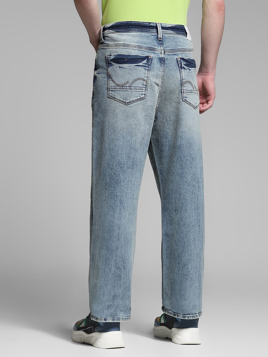 Blue High Rise Distressed Dario Loose Fit Jeans