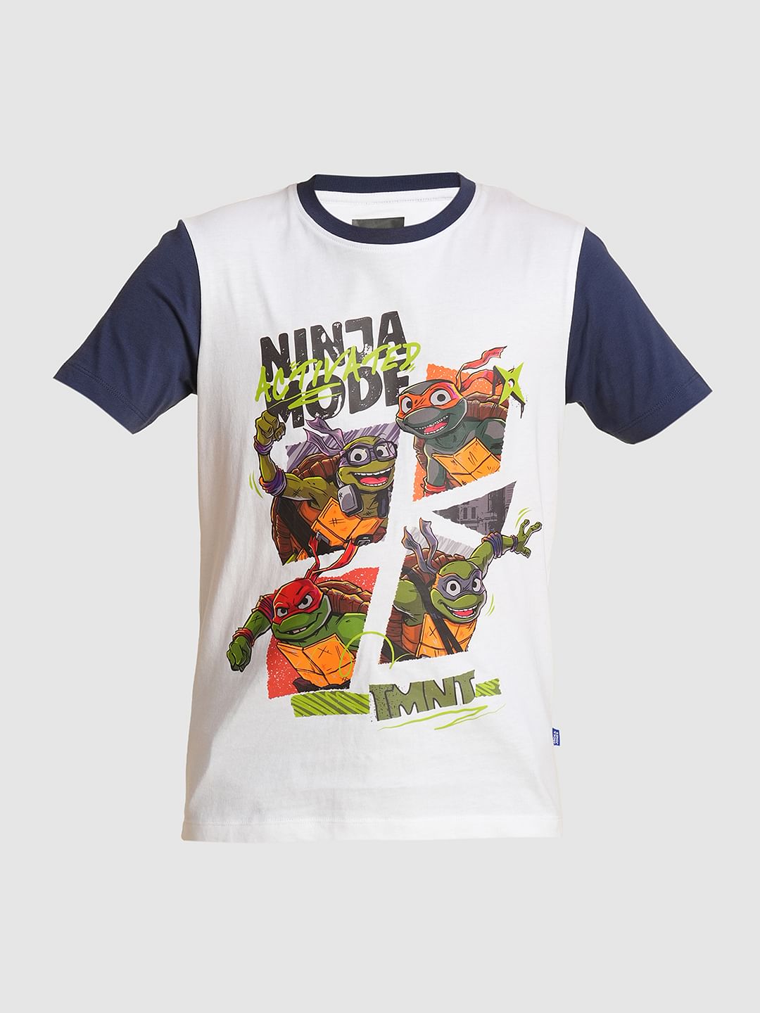 Boys White Ninja Turtles Print T-shirt