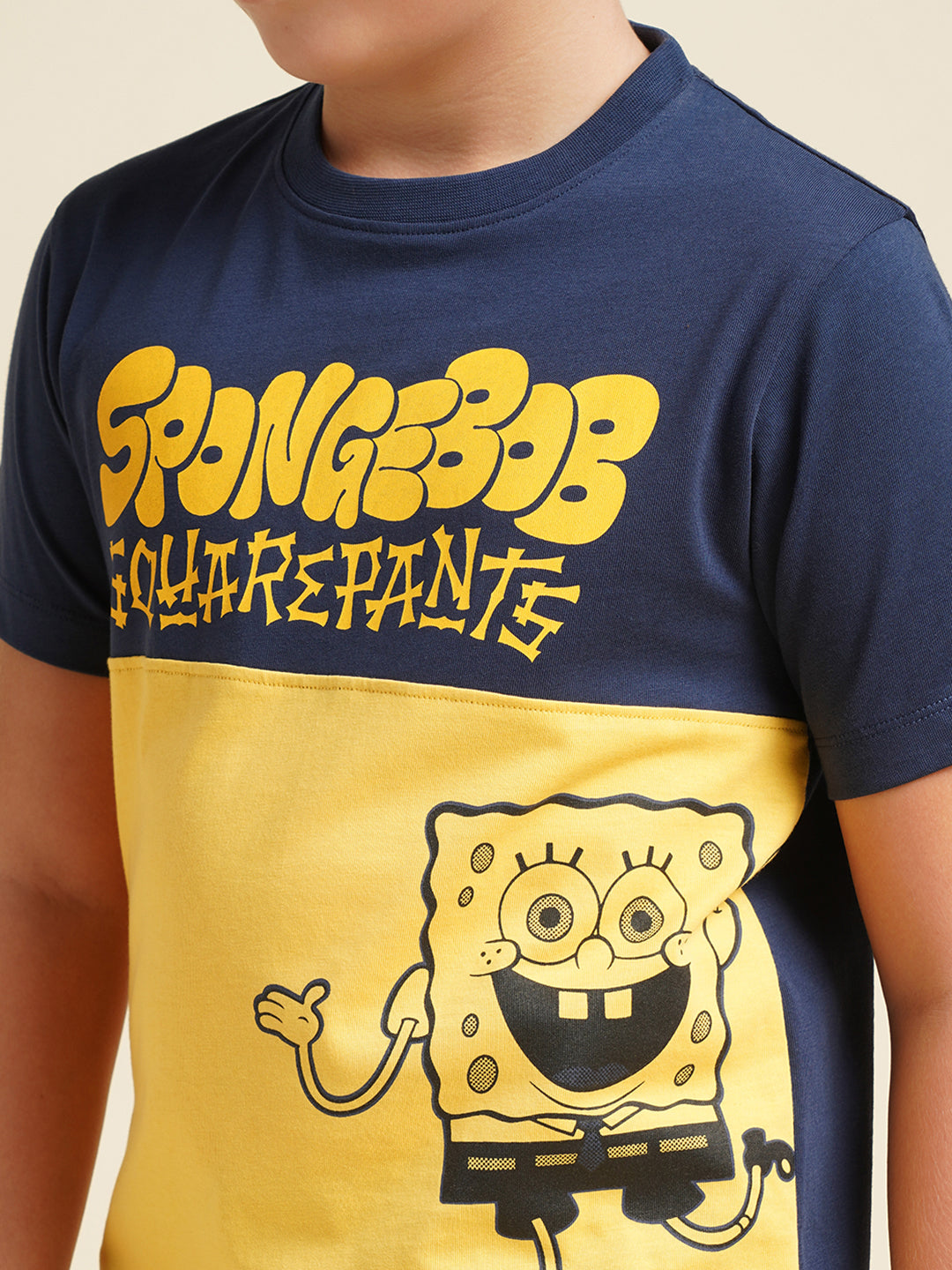 JACK&JONES JUNIOR Boys Yellow SpongeBob Print T-shirt