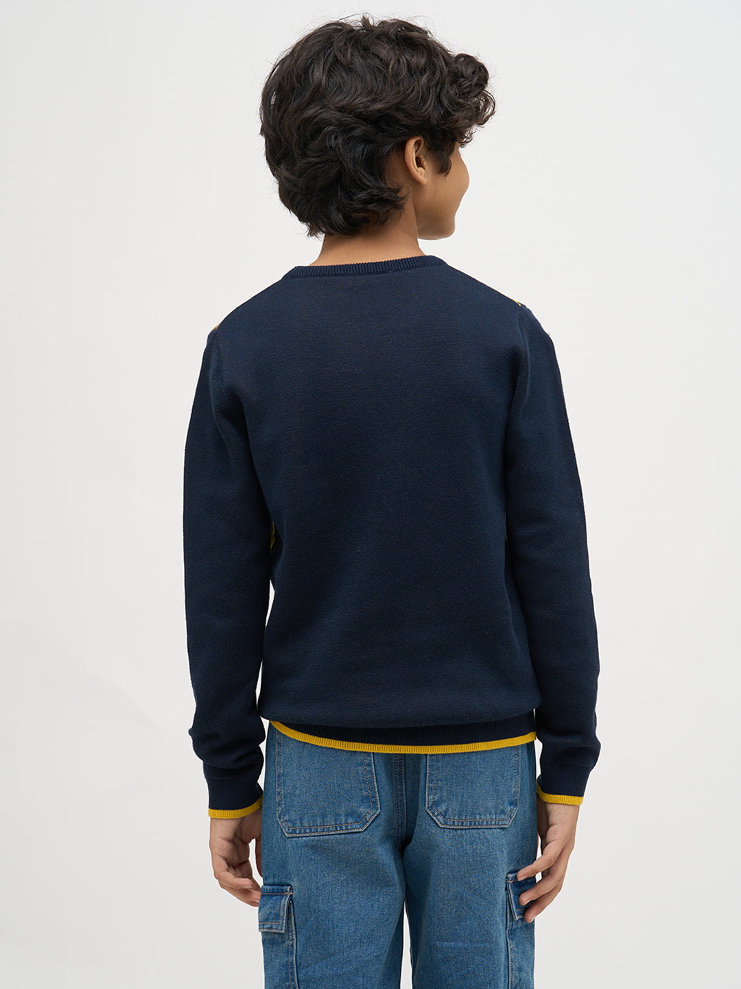 Boys Jacquard Typographic Print Sweater
