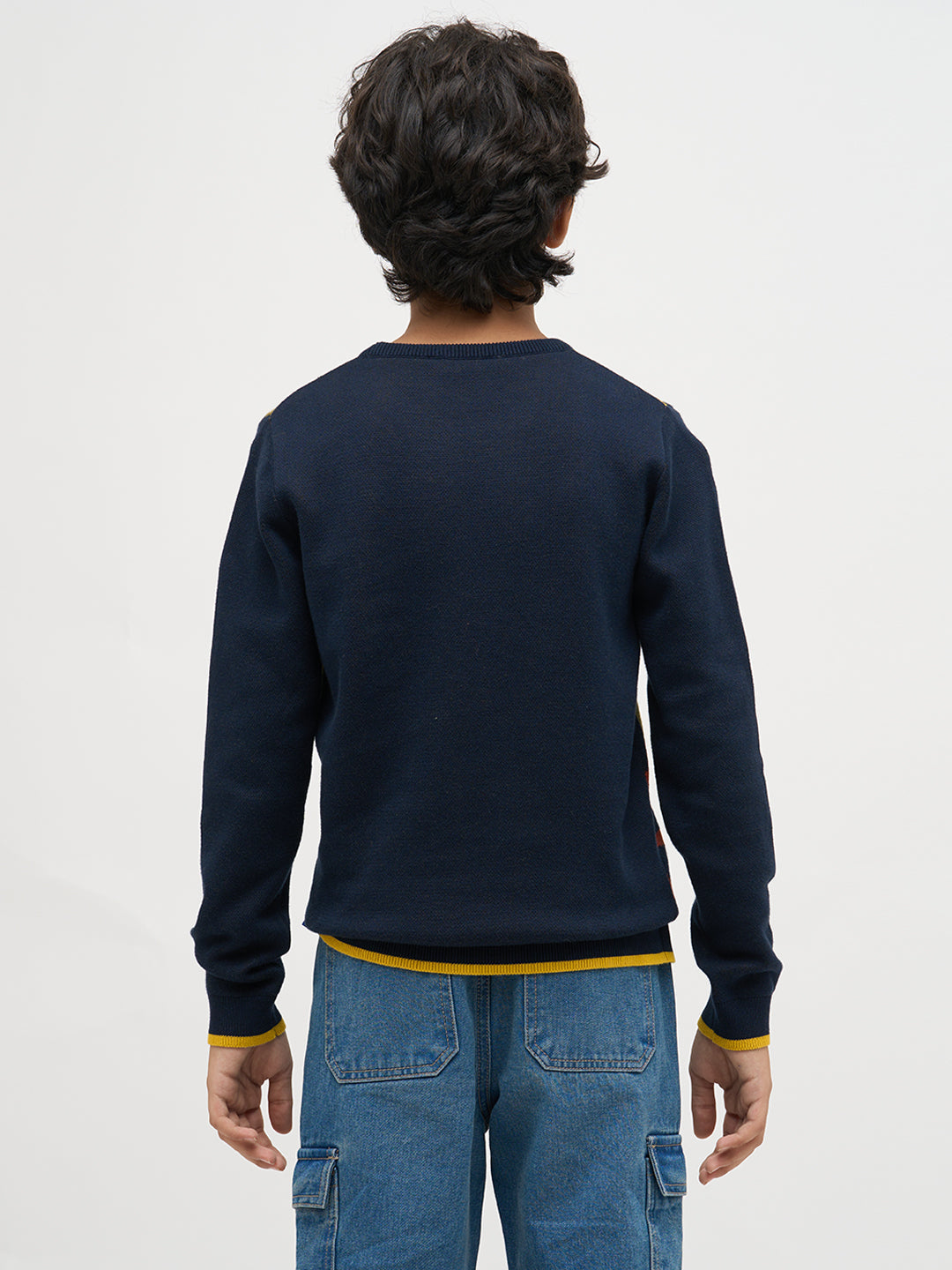 Boys Jacquard Typographic Print Sweater