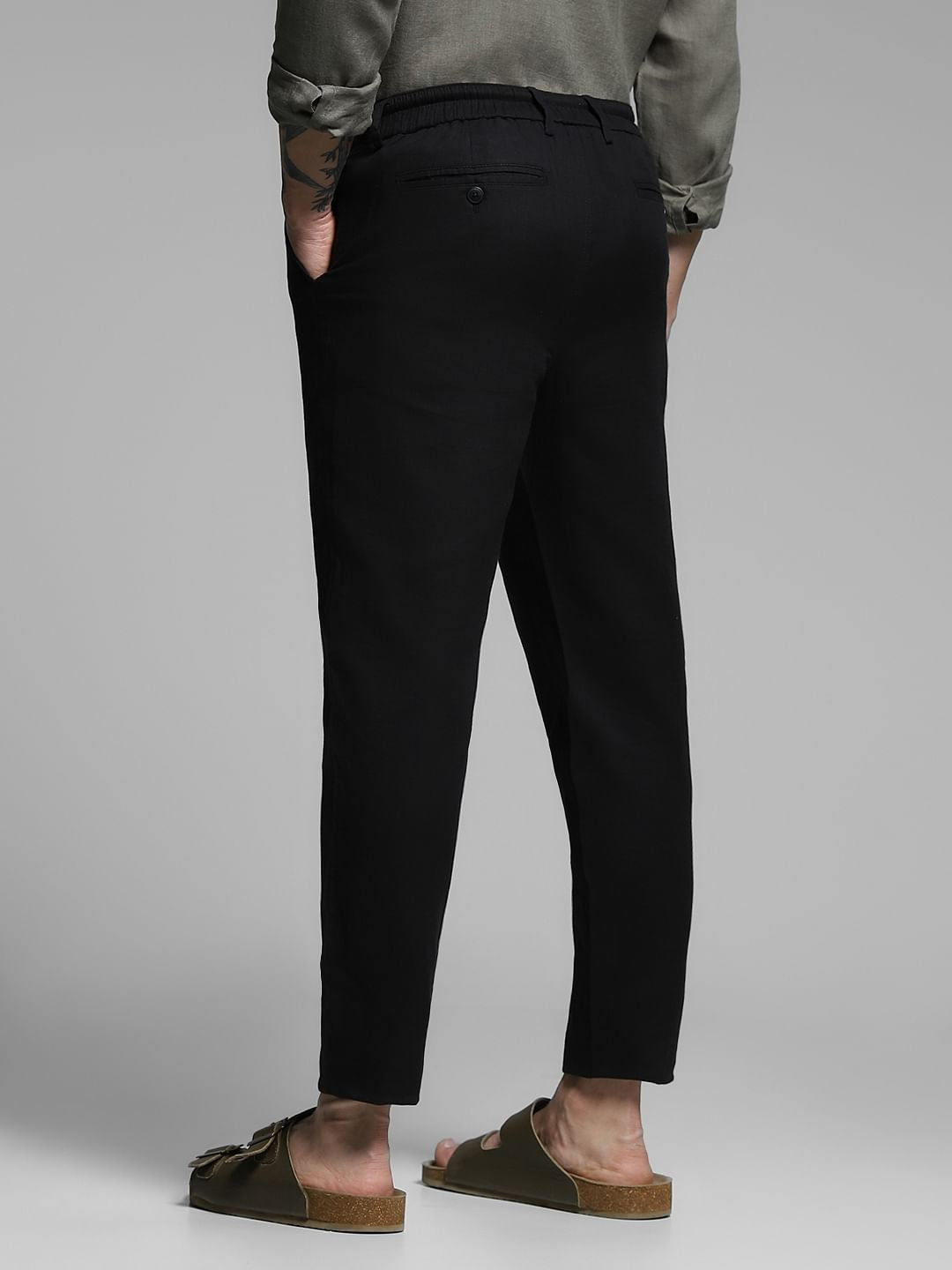 Black Mid Rise Cotton Pants