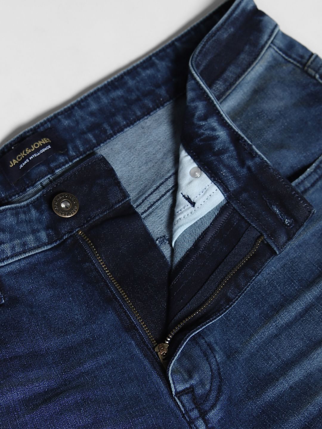 Blue Mildly Distressed Cliff Bootcut Jeans