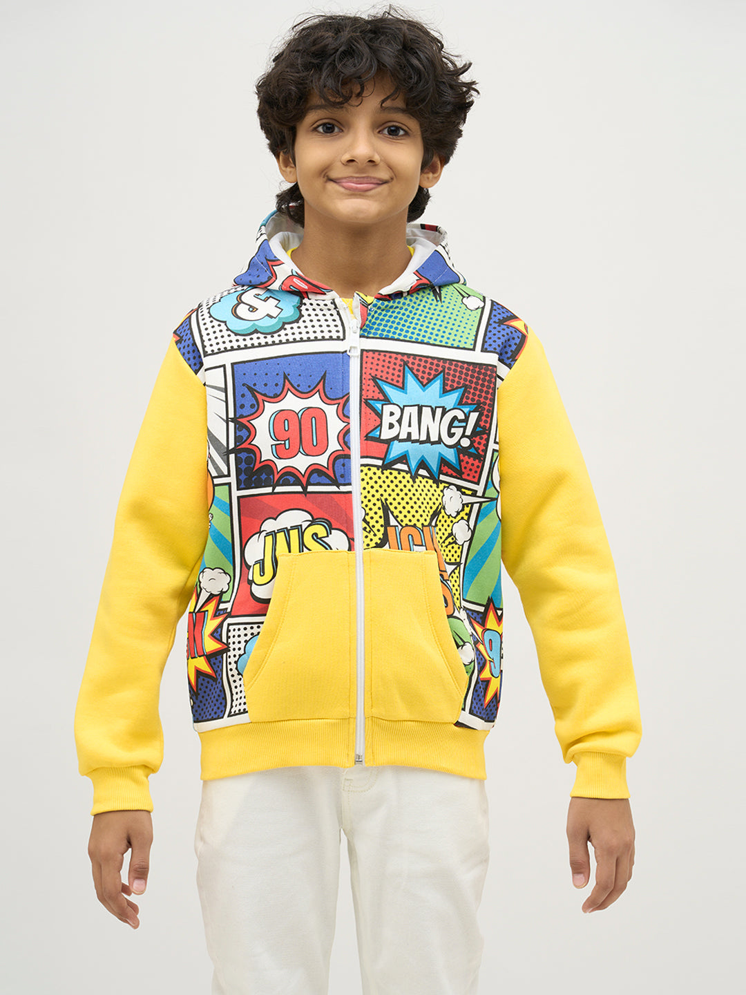 Boys Comic Printed Hooded Sweatshirt