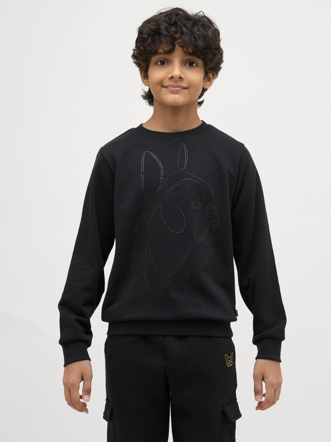 Boys Black Frenchie Print Sweatshirt