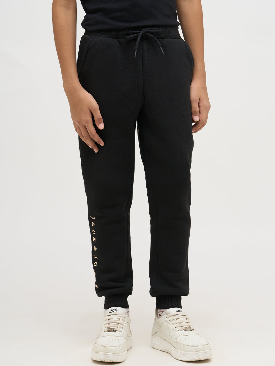 Boys Logo Text Sweatpants - Black