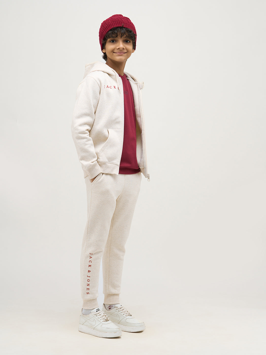 Boys Logo Text Sweatpants White