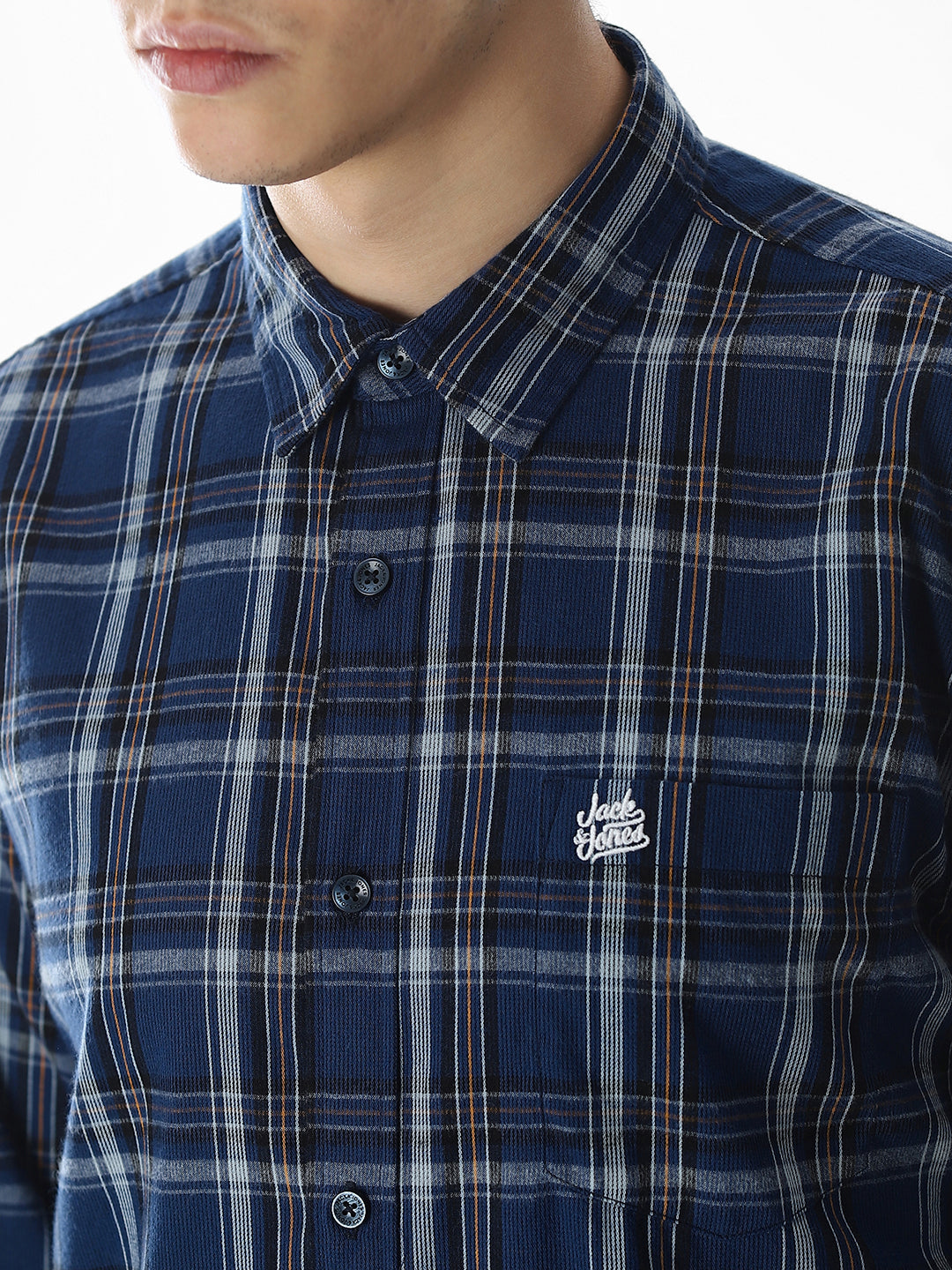 Dark Blue Check Cotton Shirt