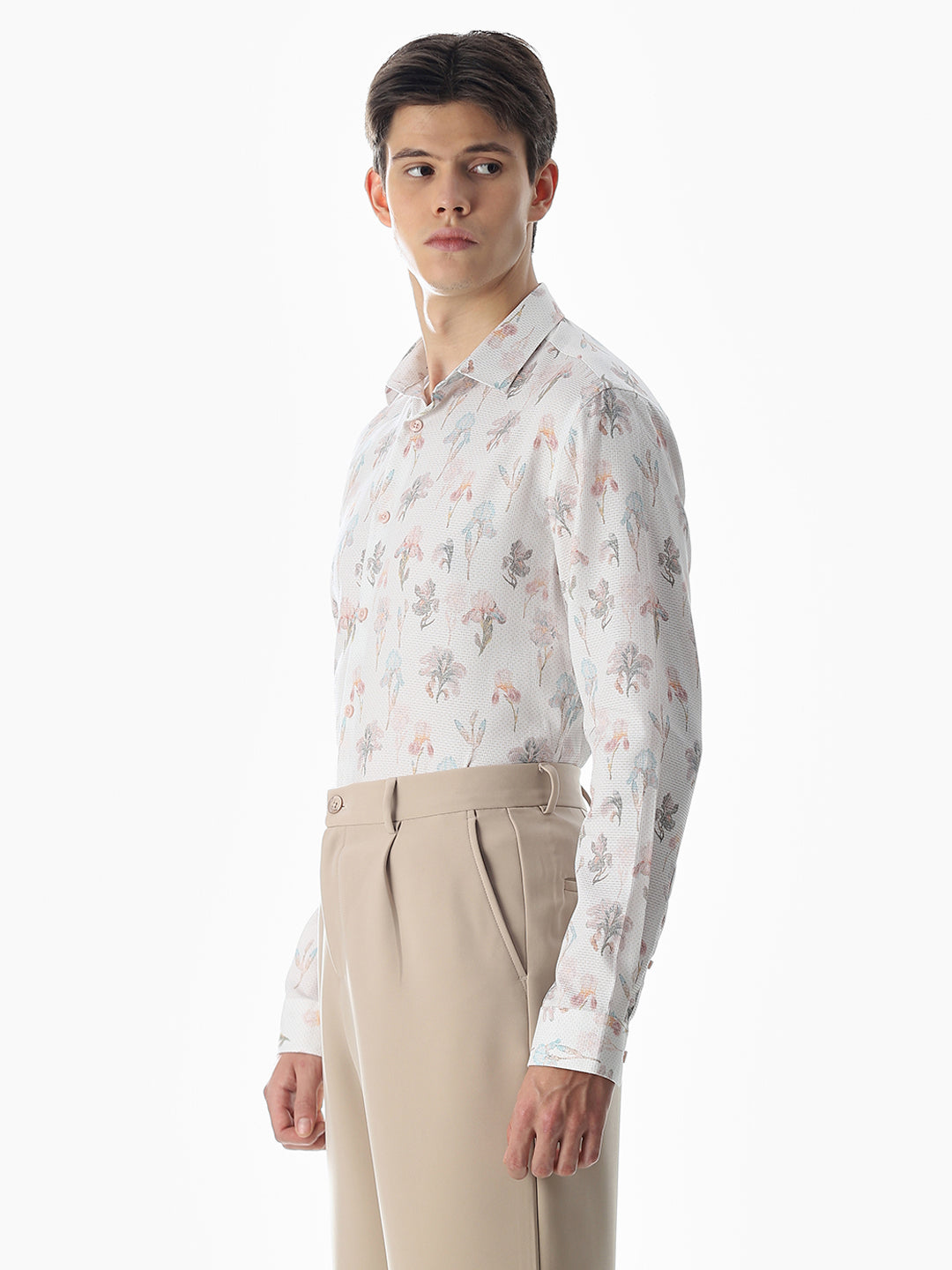 Slim Fit Printed Full Sleeves Shirt - Black