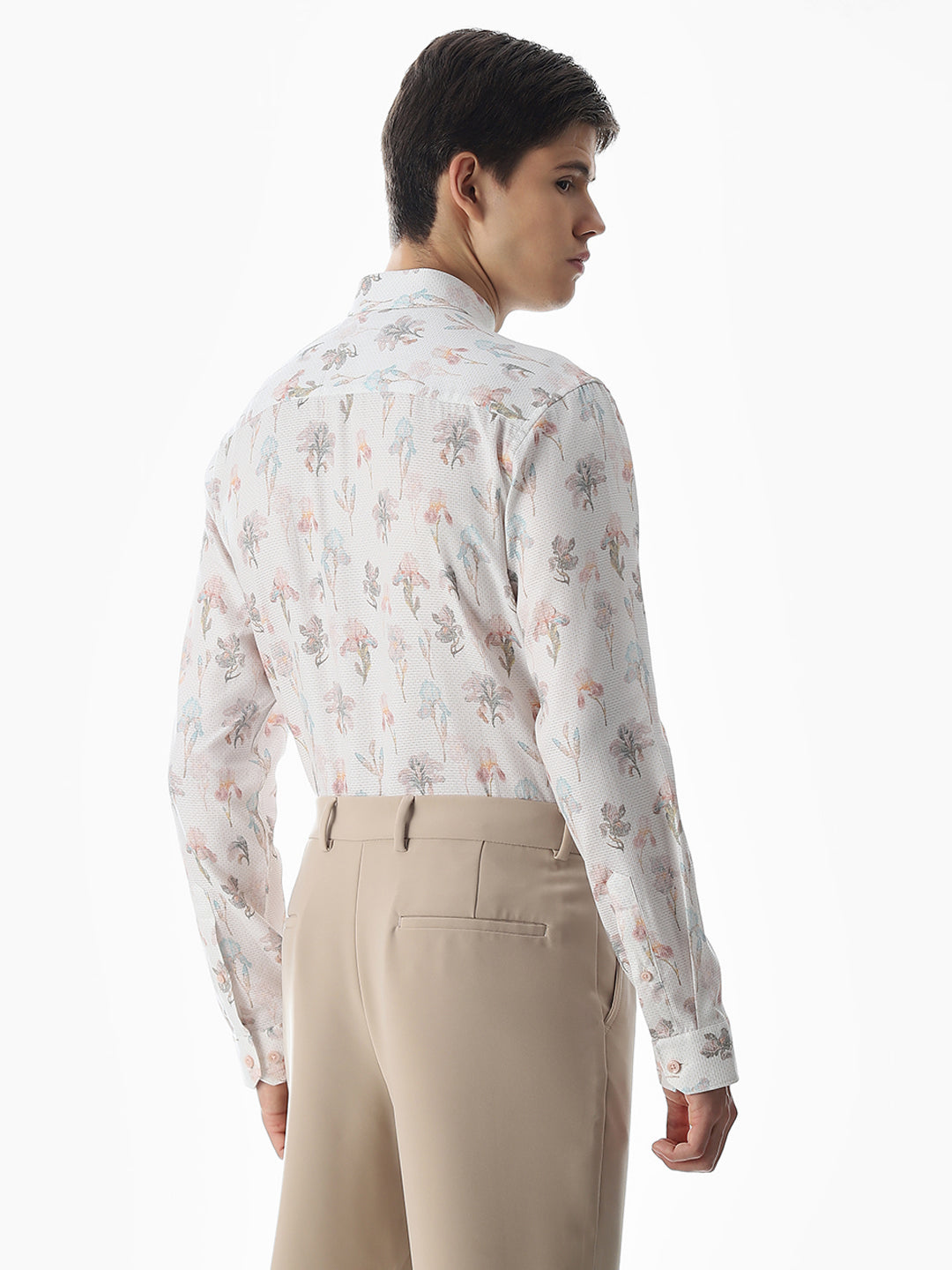 Slim Fit Printed Full Sleeves Shirt - Black