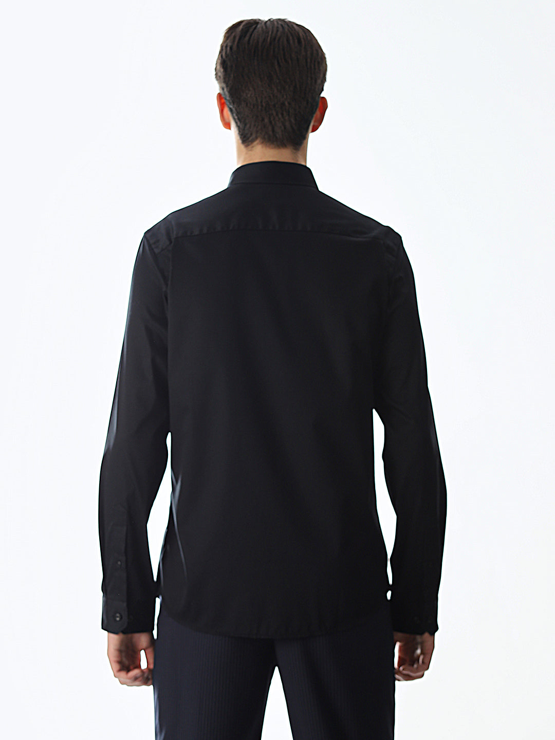 Stretch Slim Fit Full Sleeves Shirt - Black