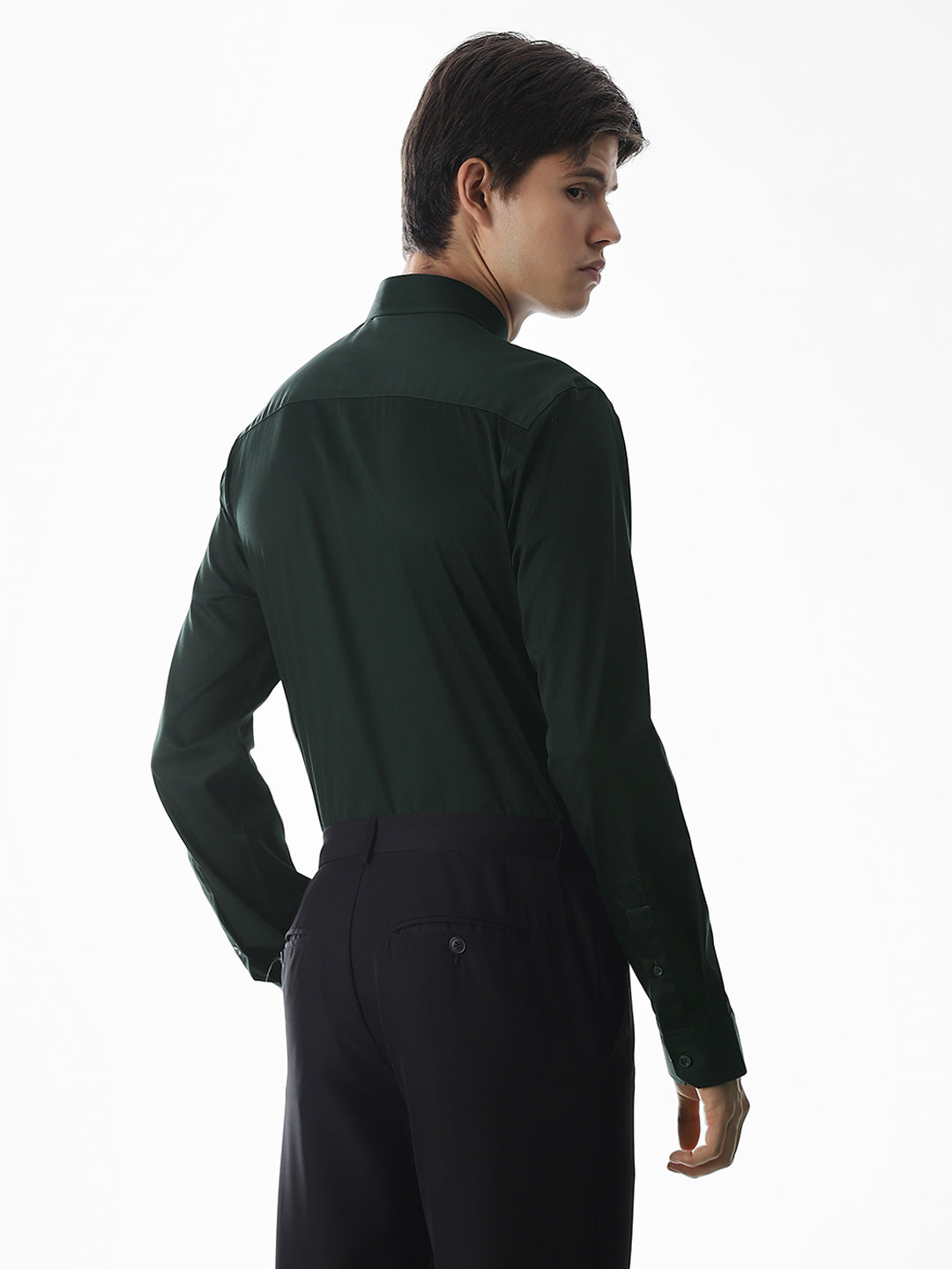 Stretch Slim Fit Full Sleeves Shirt - Green