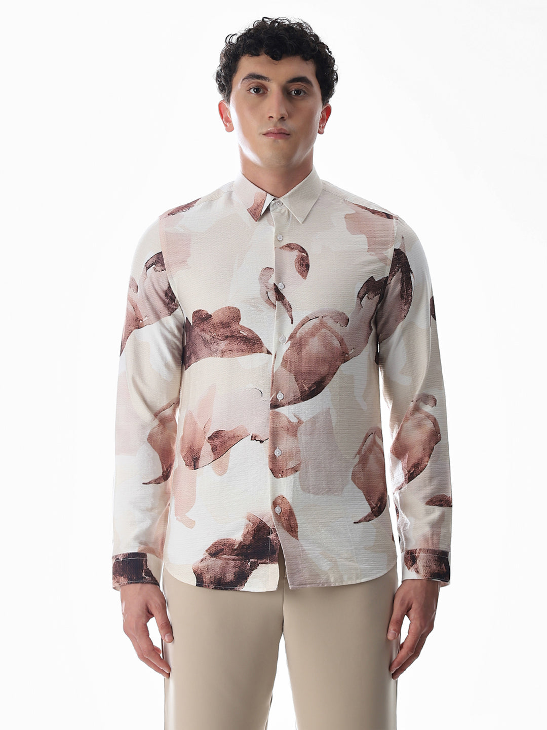 Dobby Printed Slim Fit Shirt