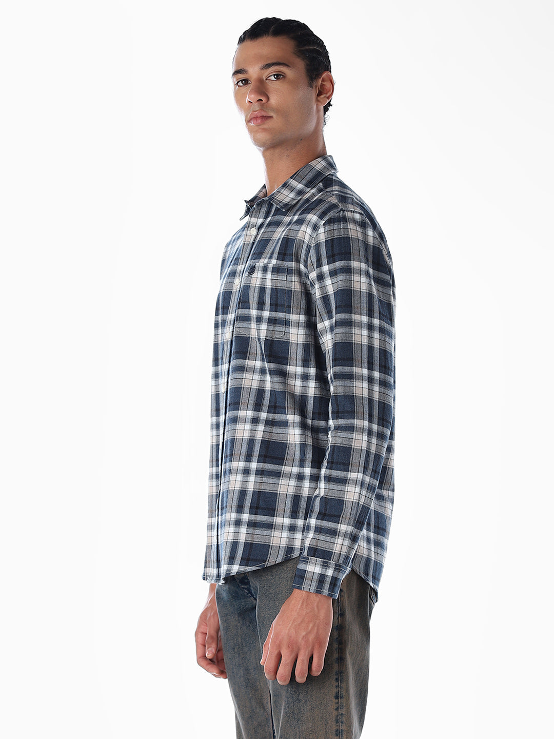 Blue Check Full Sleeves Shirt