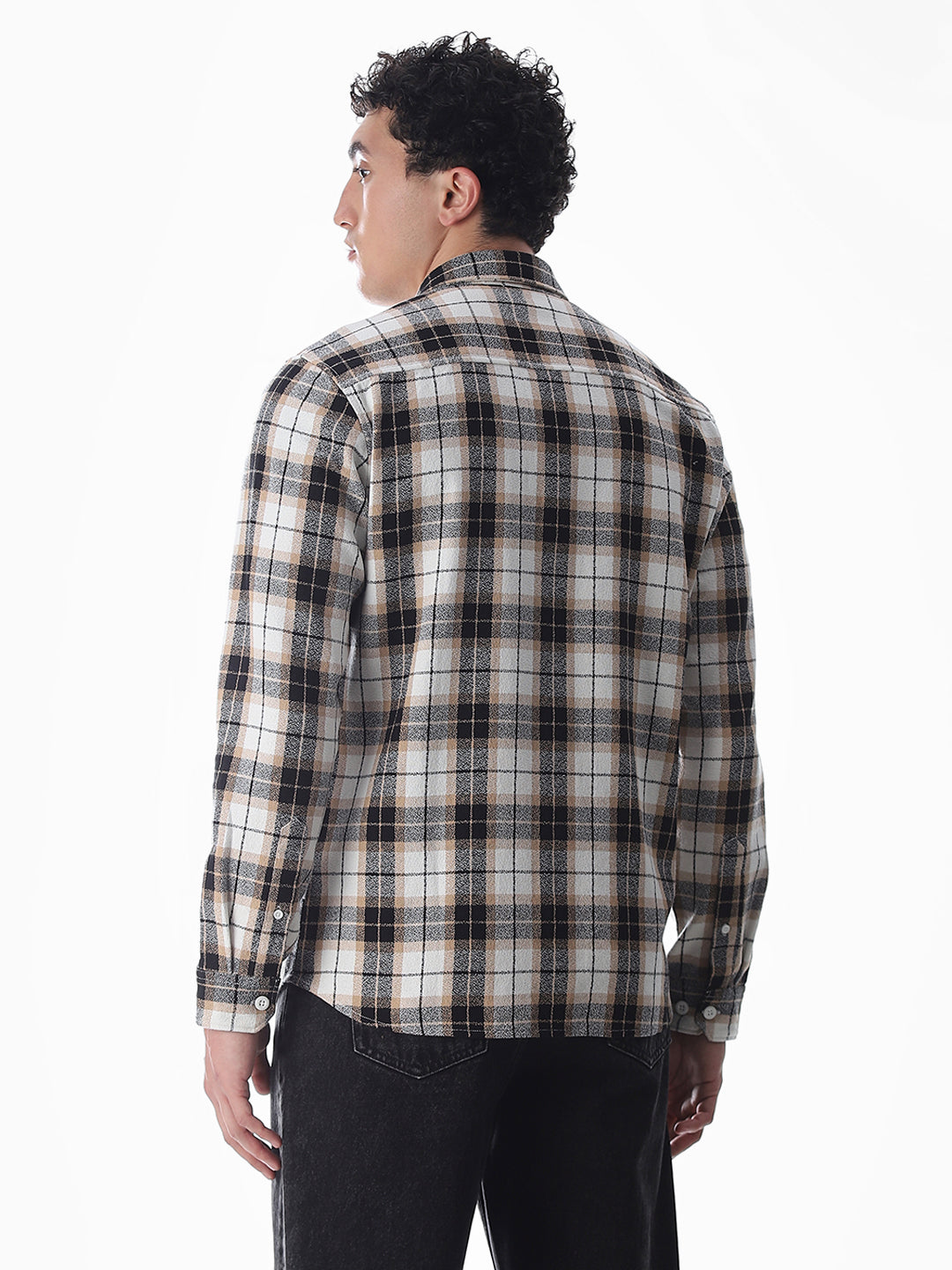 Brown Check Cotton Shirt