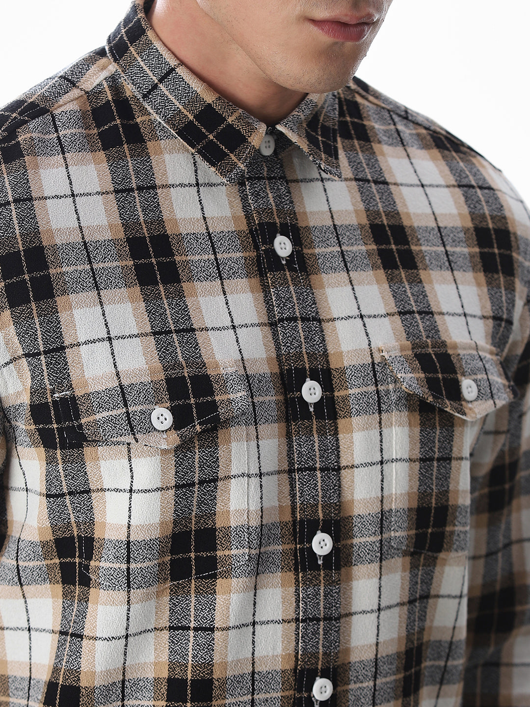 Brown Check Cotton Shirt