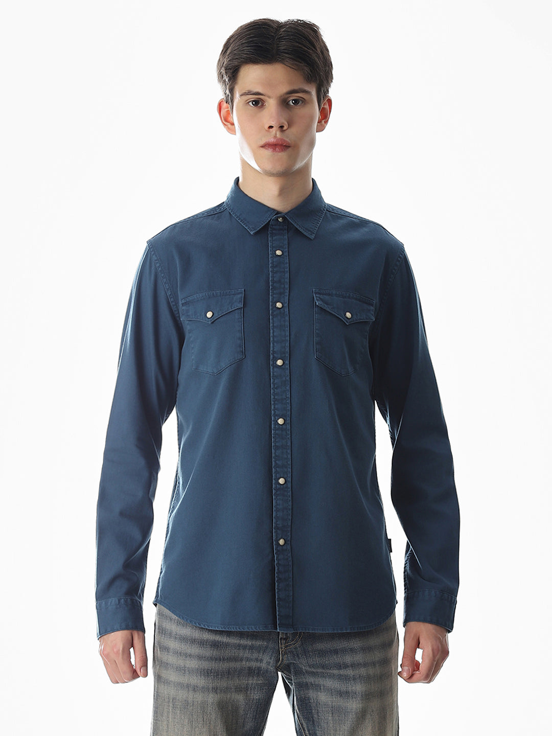 2 Patch Pocket Blue Shirt